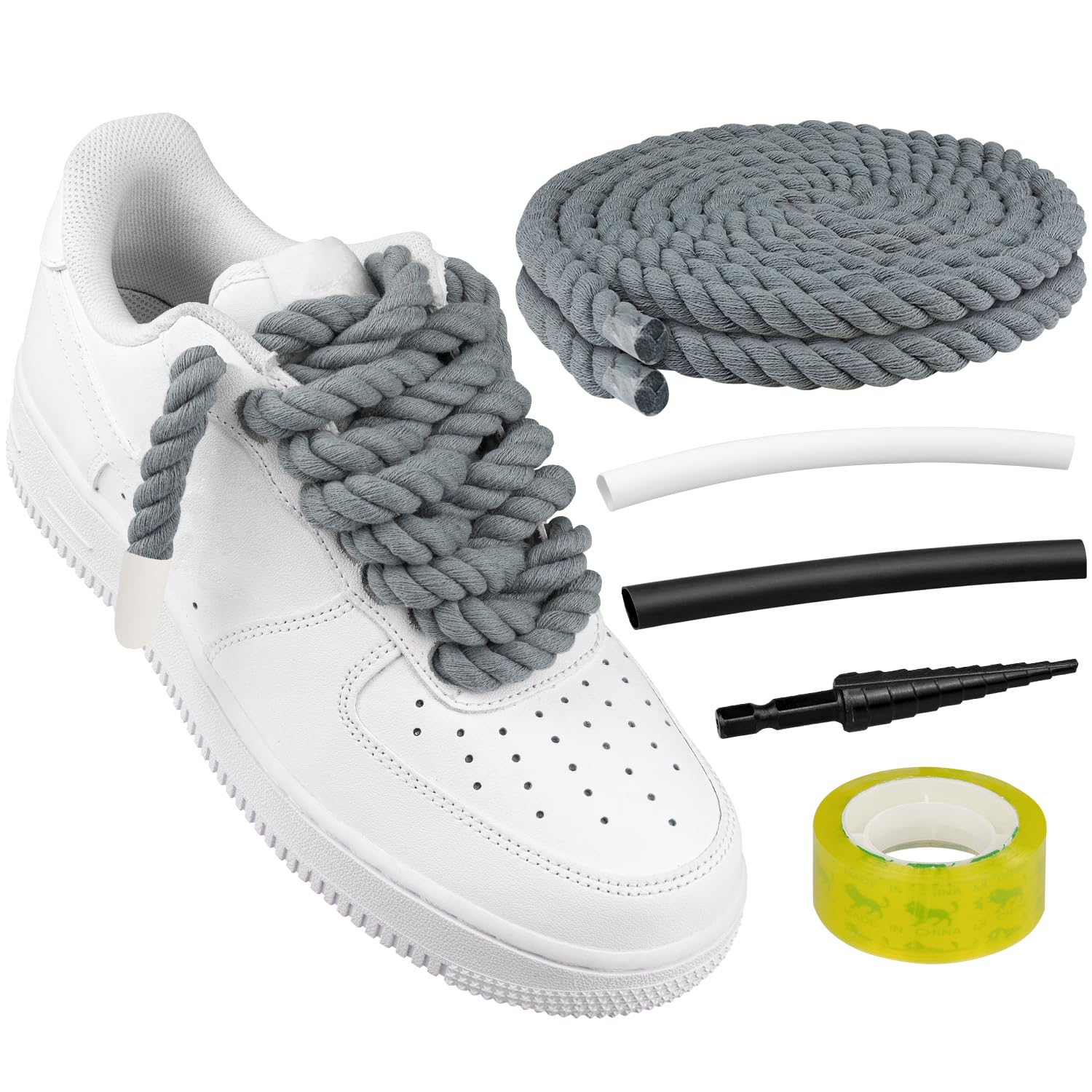 Cordones Para Zapatos Endoto Thick Rope Para Air Force 1, Color Gris, 12,7 Mm - Venta Internacional.