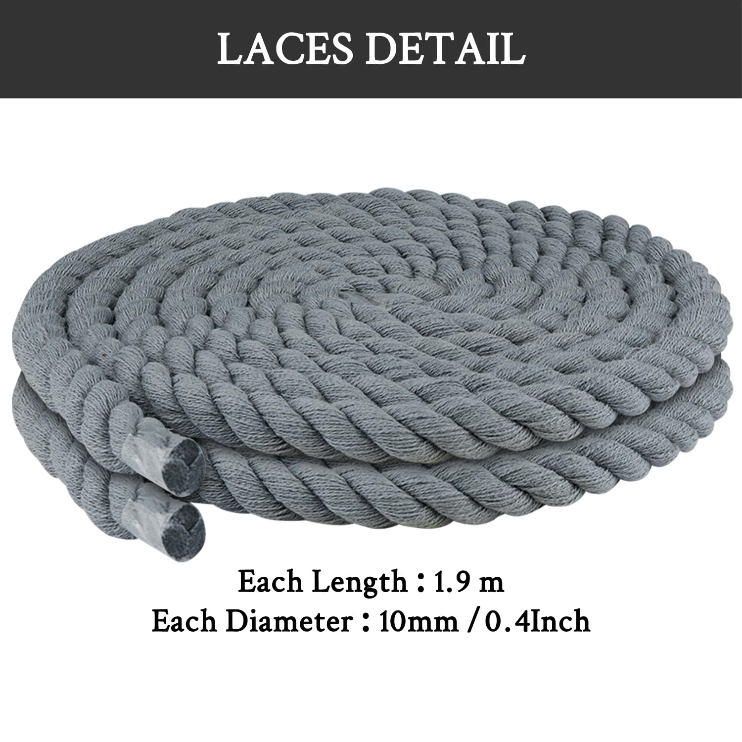 Foto 7 pulgar | Cordones Para Zapatos Endoto Thick Rope Para Air Force 1, Color Gris, 12,7 Mm - Venta Internacional.