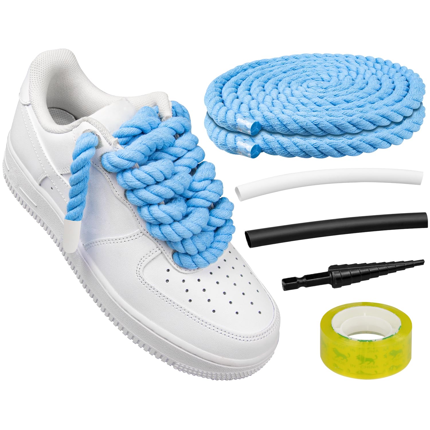 Cordones Para Zapatos Endoto Thick Rope Para Air Force 1, Color Azul Bebé, 8,5 Mm - Venta Internacional.
