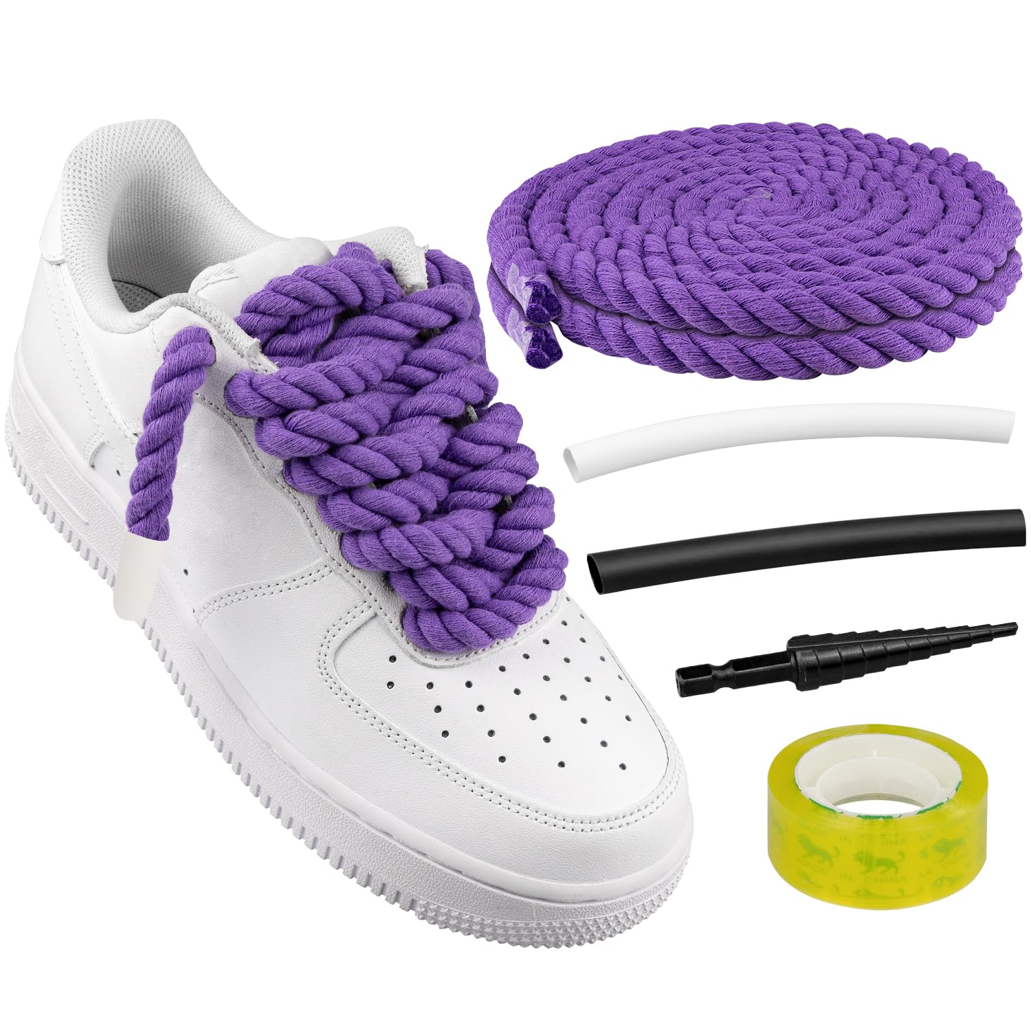 Cordones Para Zapatos Endoto Thick Rope Para Air Force 1, Color Morado, 10 Mm - Venta Internacional.