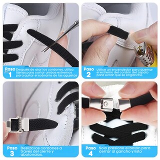 Foto 4 | Agujetas Sin Nudo Elásticas Hebilla Metal 4 Pares Tenis
