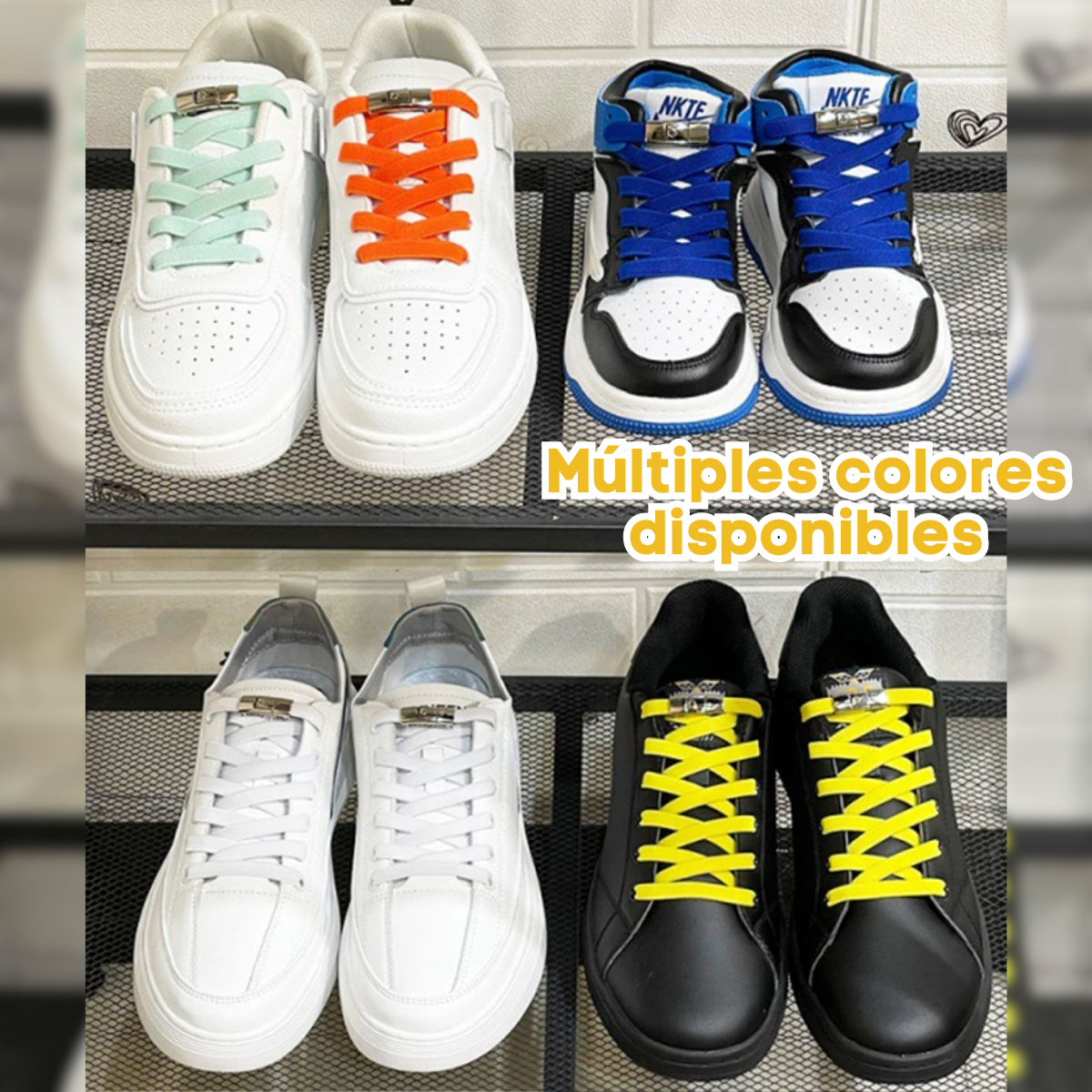 Foto 7 pulgar | Agujetas Sin Nudo Elásticas Hebilla Metal 4 Pares Tenis