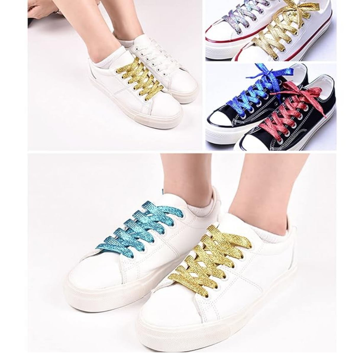 Foto 8 pulgar | 5 Pares Agujetas Planas Glitter Cordones Zapato Tenis Brillo