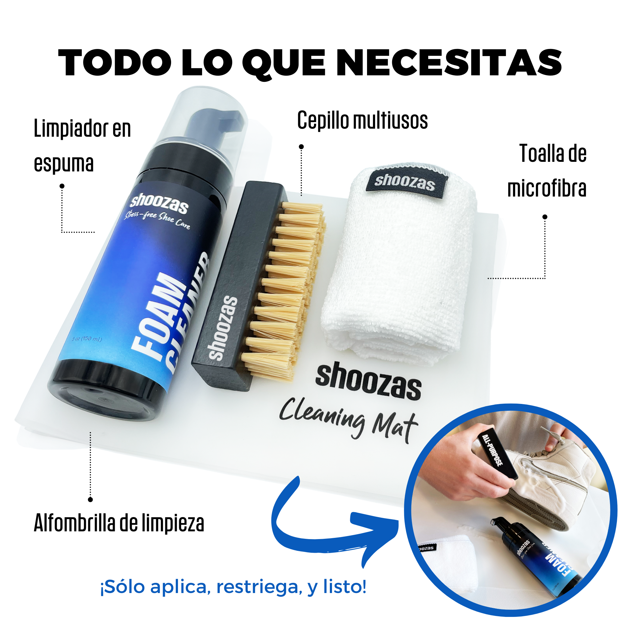 Foto 6 pulgar | Kit de Limpieza de Tenis y Zapatos Shoozas No Necesita Agua Secado Rápido No Toxico 4 Piezas