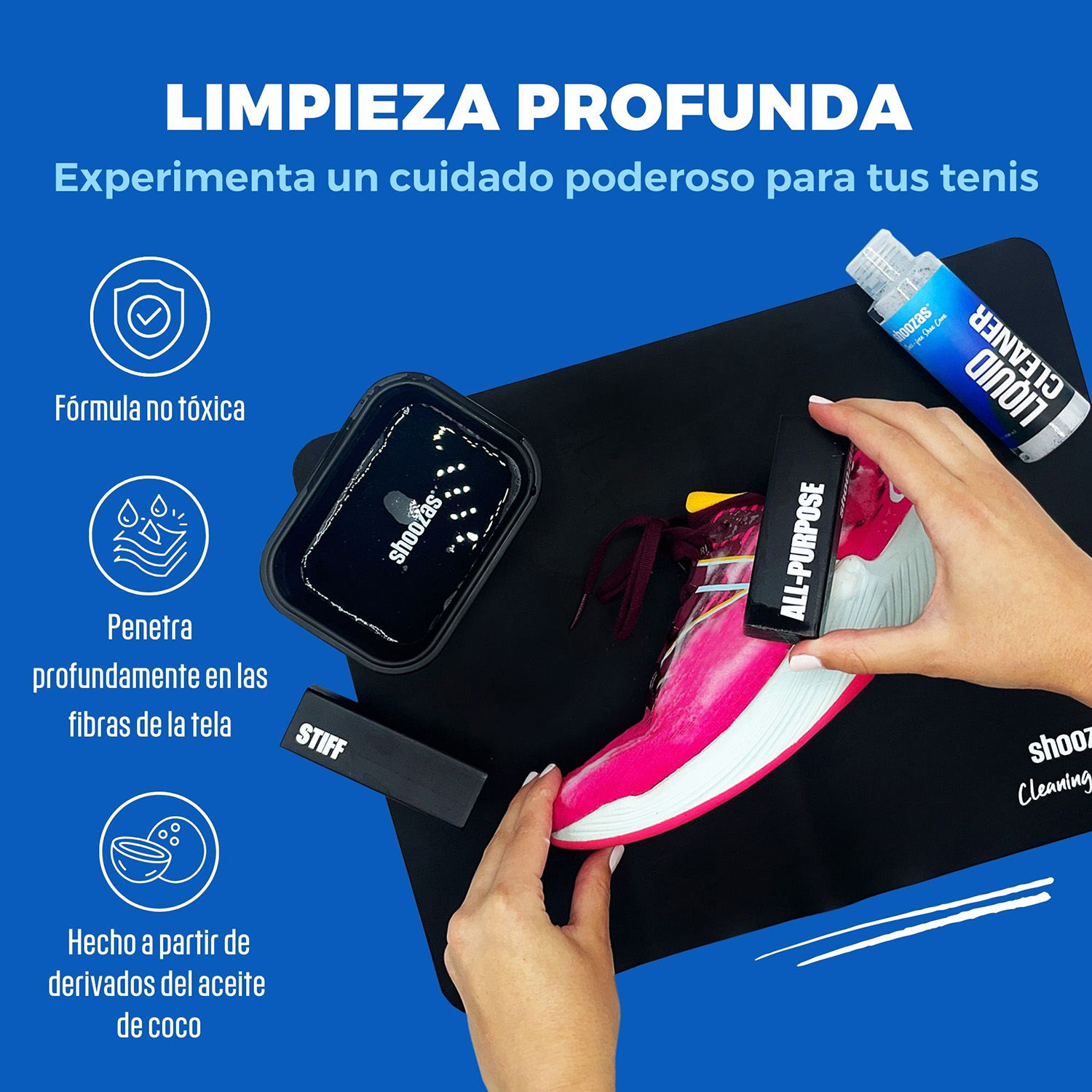 Foto 2 | Kit de Limpieza de Tenis y Zapatos Shoozas Limpieza Profunda, Seguro para Todos los Materiales 6 pz