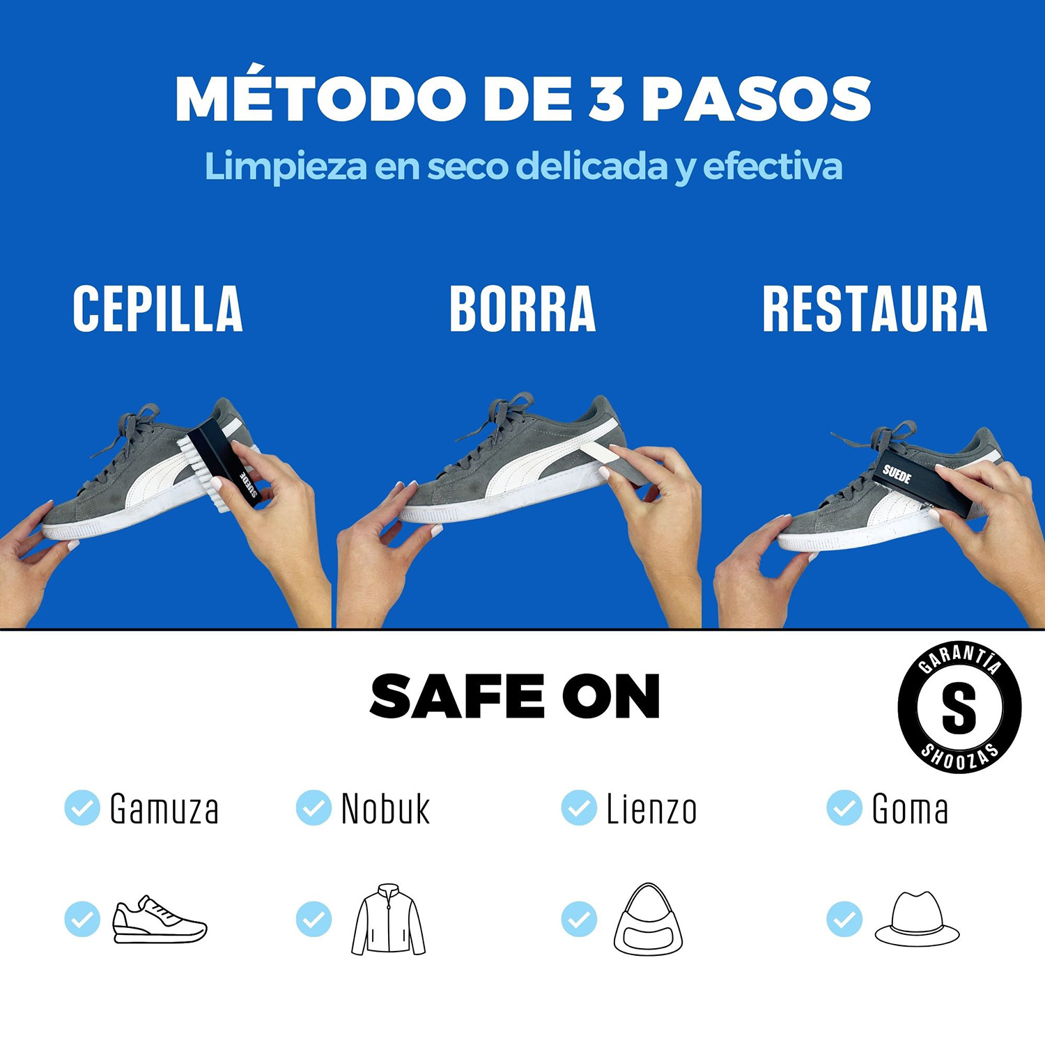 Foto 5 pulgar | Kit de Limpieza de Tenis y Zapatos de Gamuza Shoozas Incluye Borrador de Doble Cara y Cepillo para Gamuza 2 pz