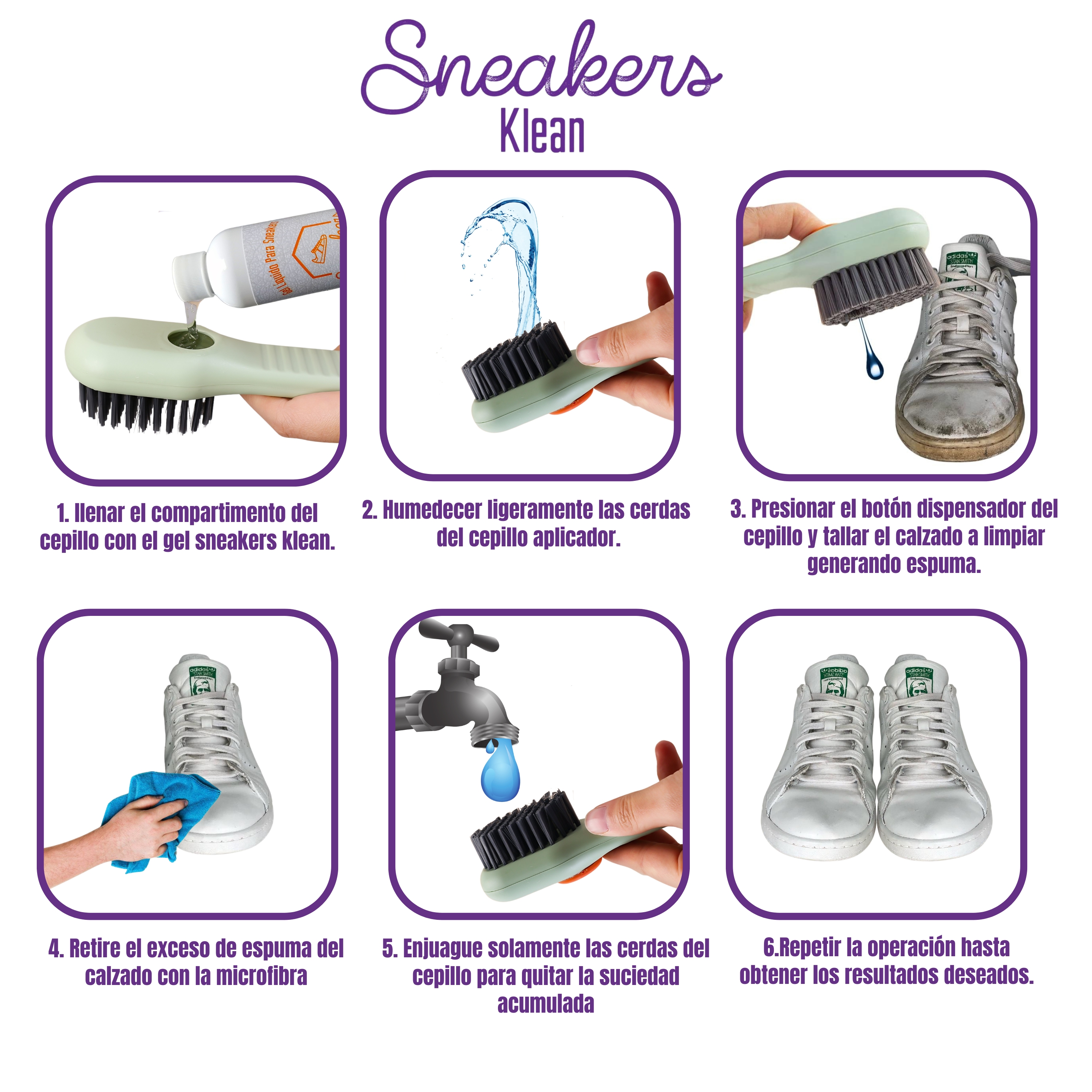 Foto 4 pulgar | Cepillo Con Aplicador/dispensador y Gel Líquido Sneakers Klean