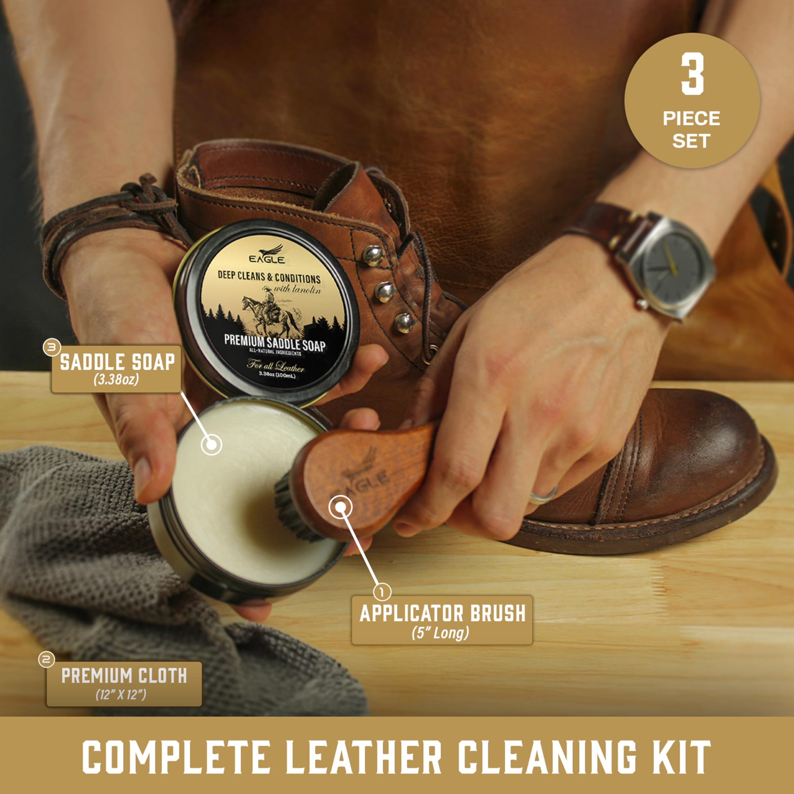 Foto 4 pulgar | Kit De Jabón Saddle Eagle Para Limpieza De Cuero Con Aplicador - Venta Internacional.
