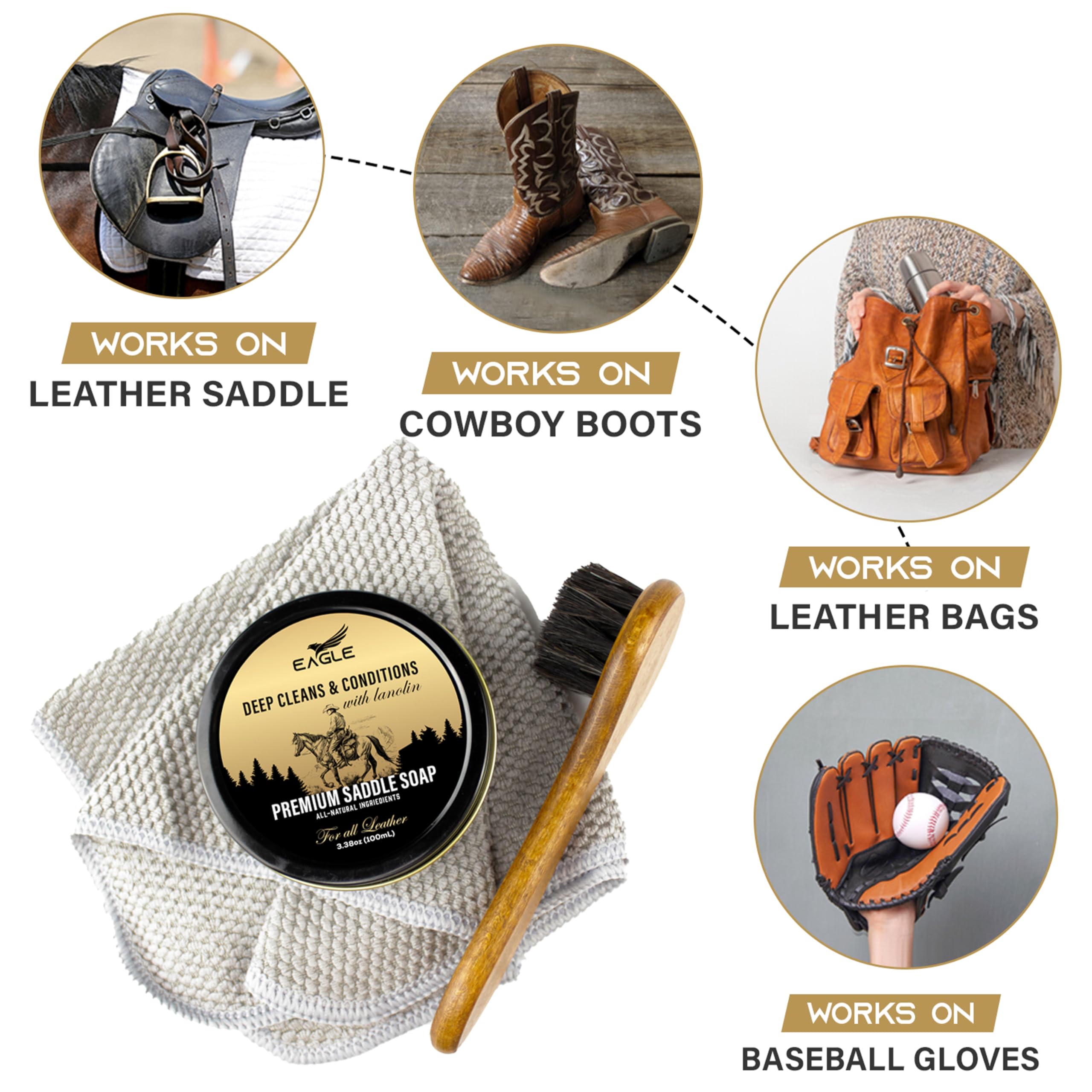 Foto 4 | Kit De Jabón Saddle Eagle Para Limpieza De Cuero Con Aplicador - Venta Internacional.