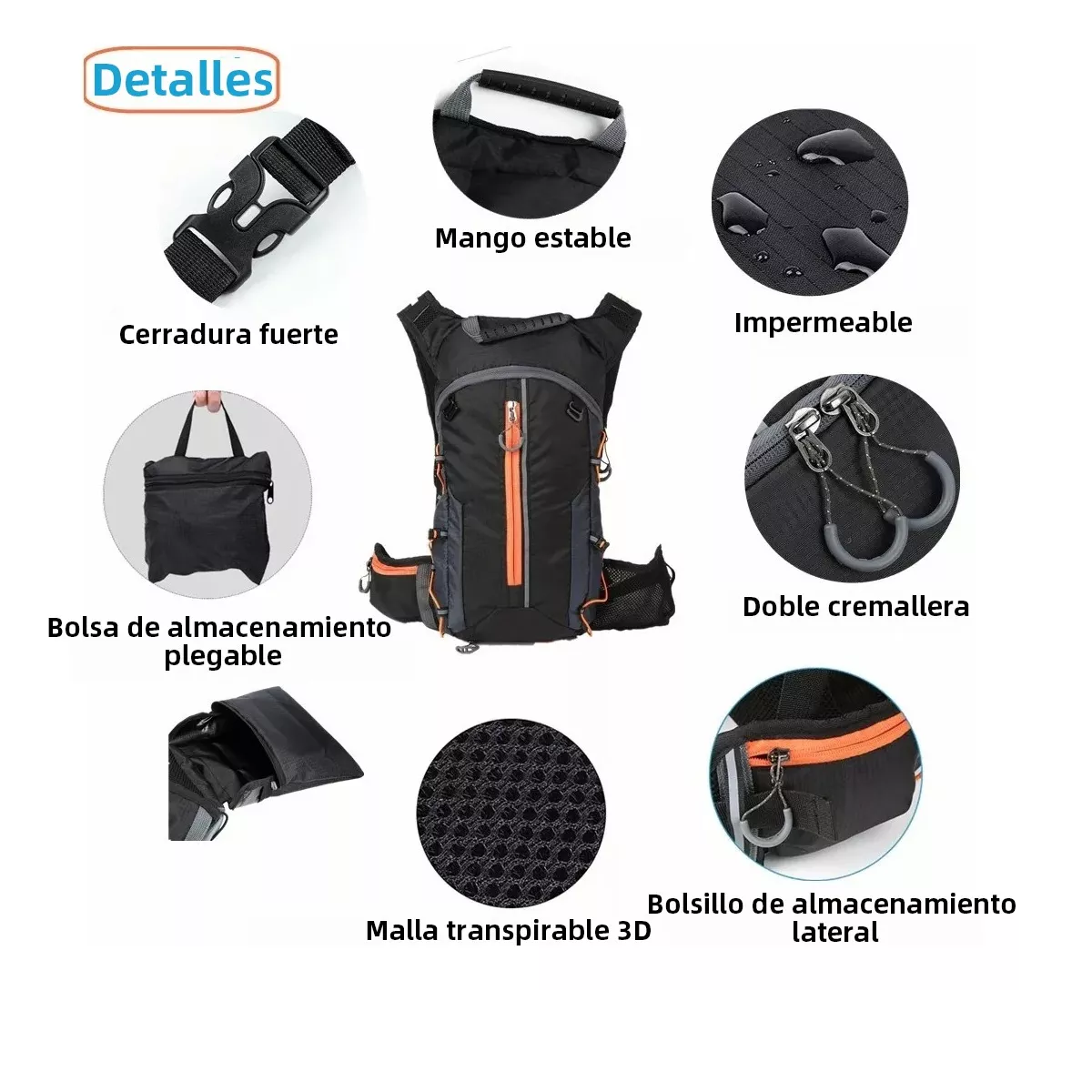 Foto 4 pulgar | Mochila Hidratación  Campismo Ciclismo+bolsa De Agua2l Eo Safe Imports  Esi-9463 Negro