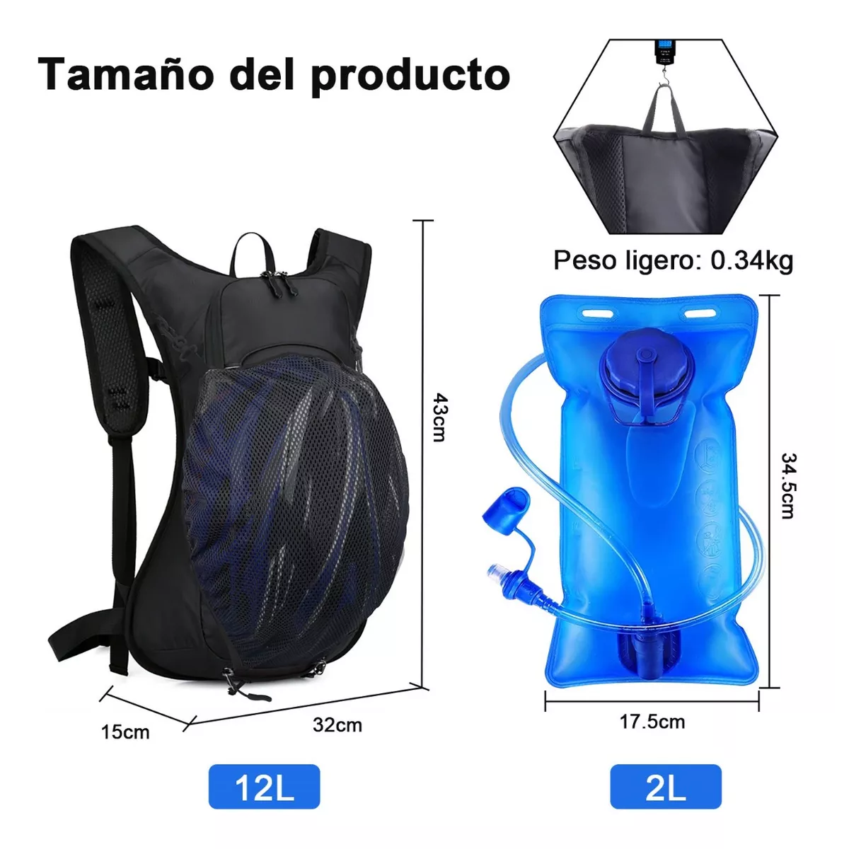 Foto 4 pulgar | Mochila De Hidratación Ciclismo Con 2 L Bolsa De Agua Viaje Eo Safe Imports Esi-9461 Negro