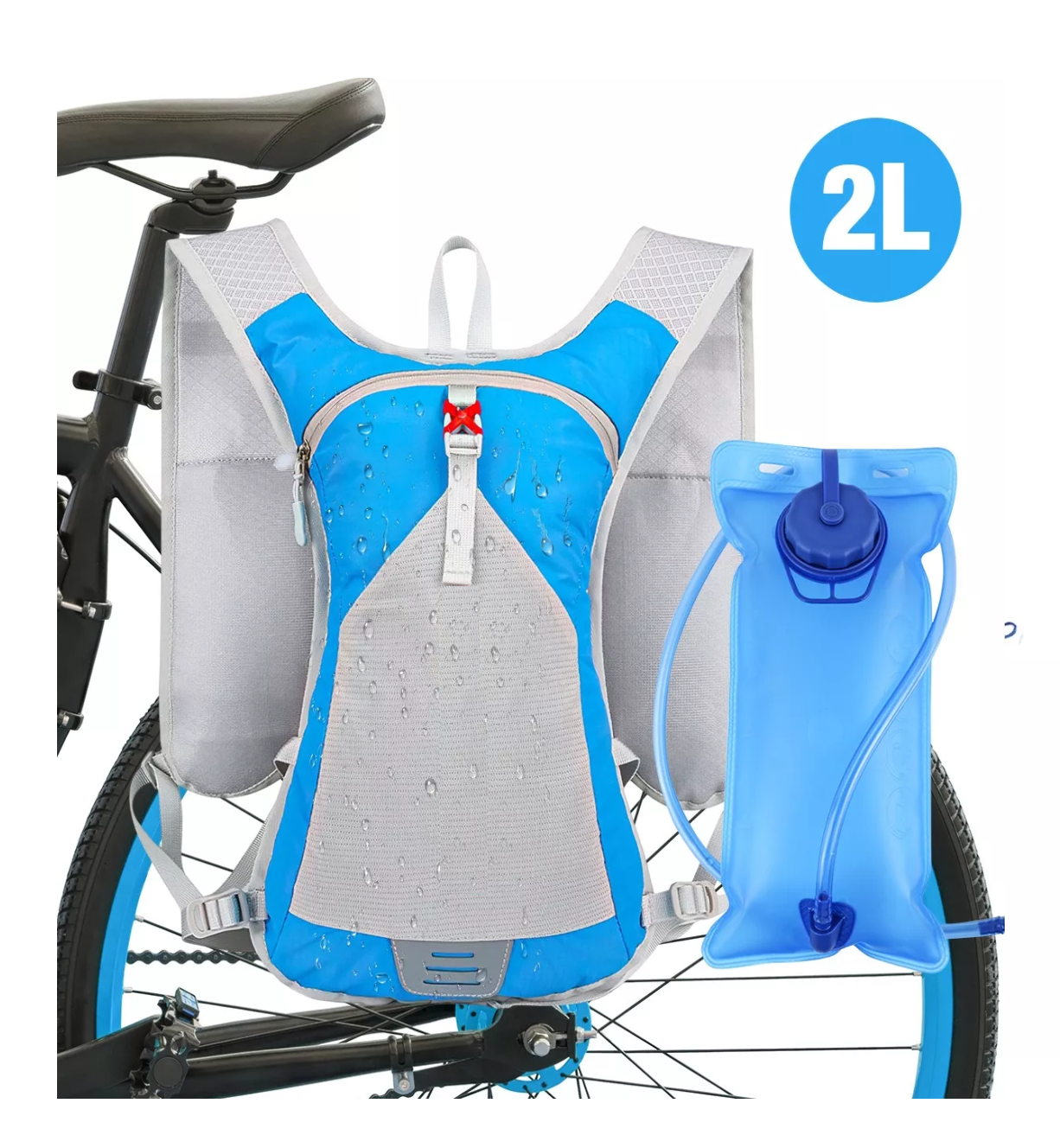 Foto 3 pulgar | Mochila De Hidratacion Bicicleta Con Tanque De Agua De 2l Azul