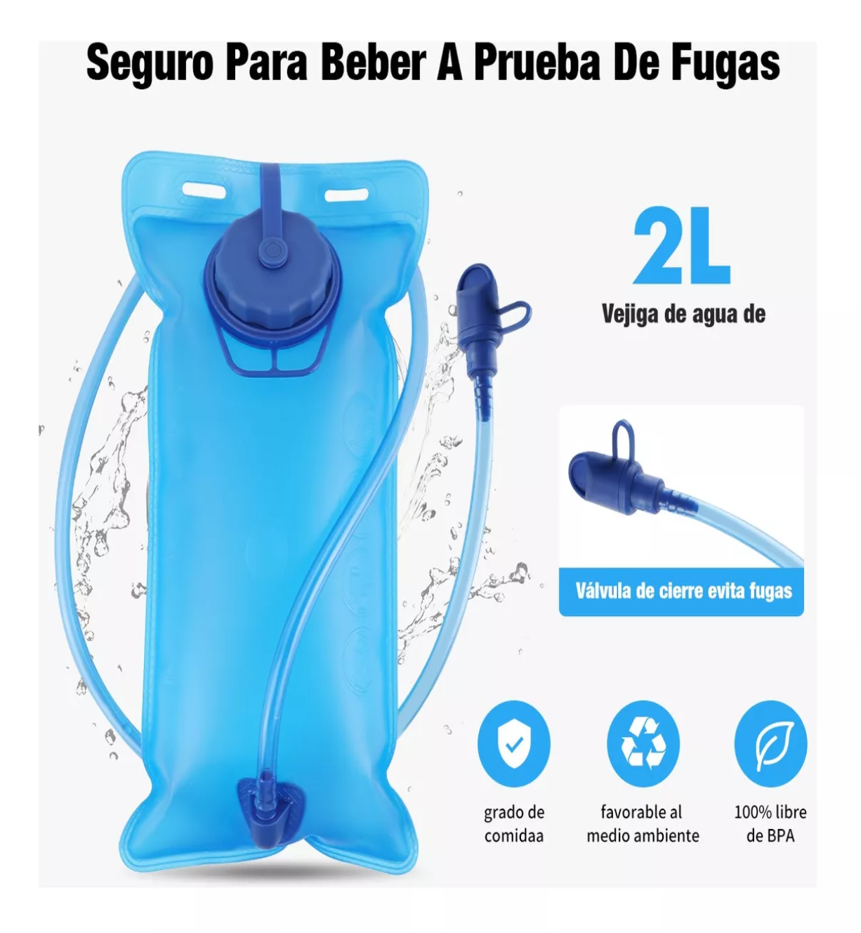 Foto 4 | Mochila De Hidratacion Bicicleta Con Tanque De Agua De 2l Azul