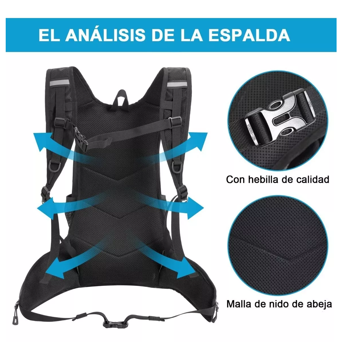 Foto 4 pulgar | Mochila Hidratación 2l Ciclismo Campismo Hiking Bolsa Agua Negra