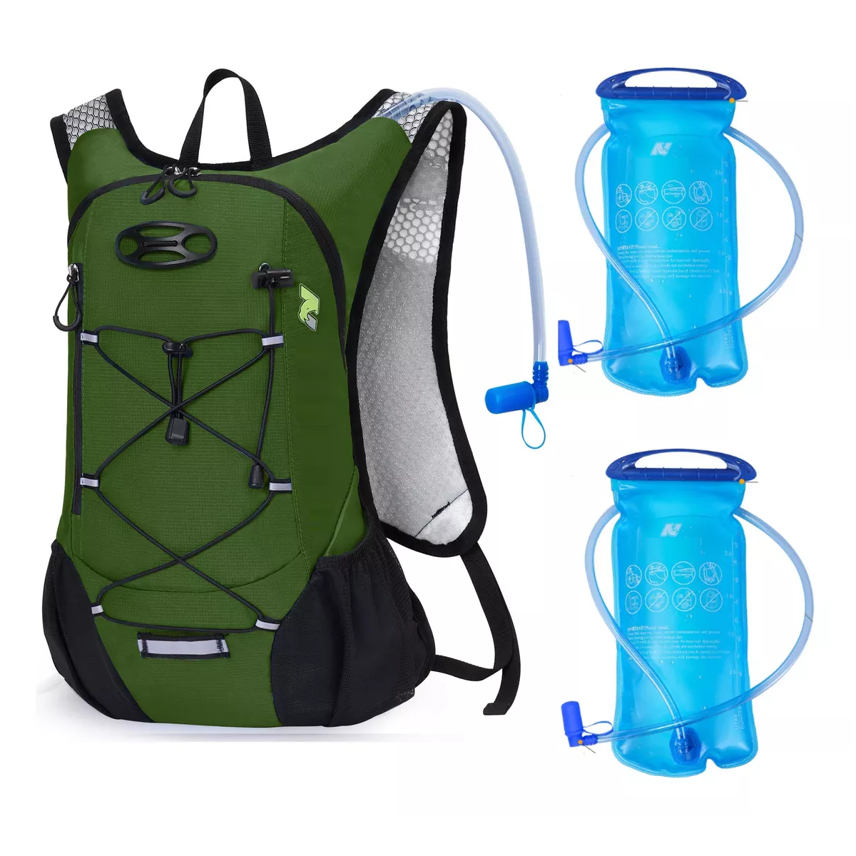 Mochila Hidratación Ciclismo Campismo Bolsa De Agua Viaje 4l Eo Safe Imports Esi-14414 Verde