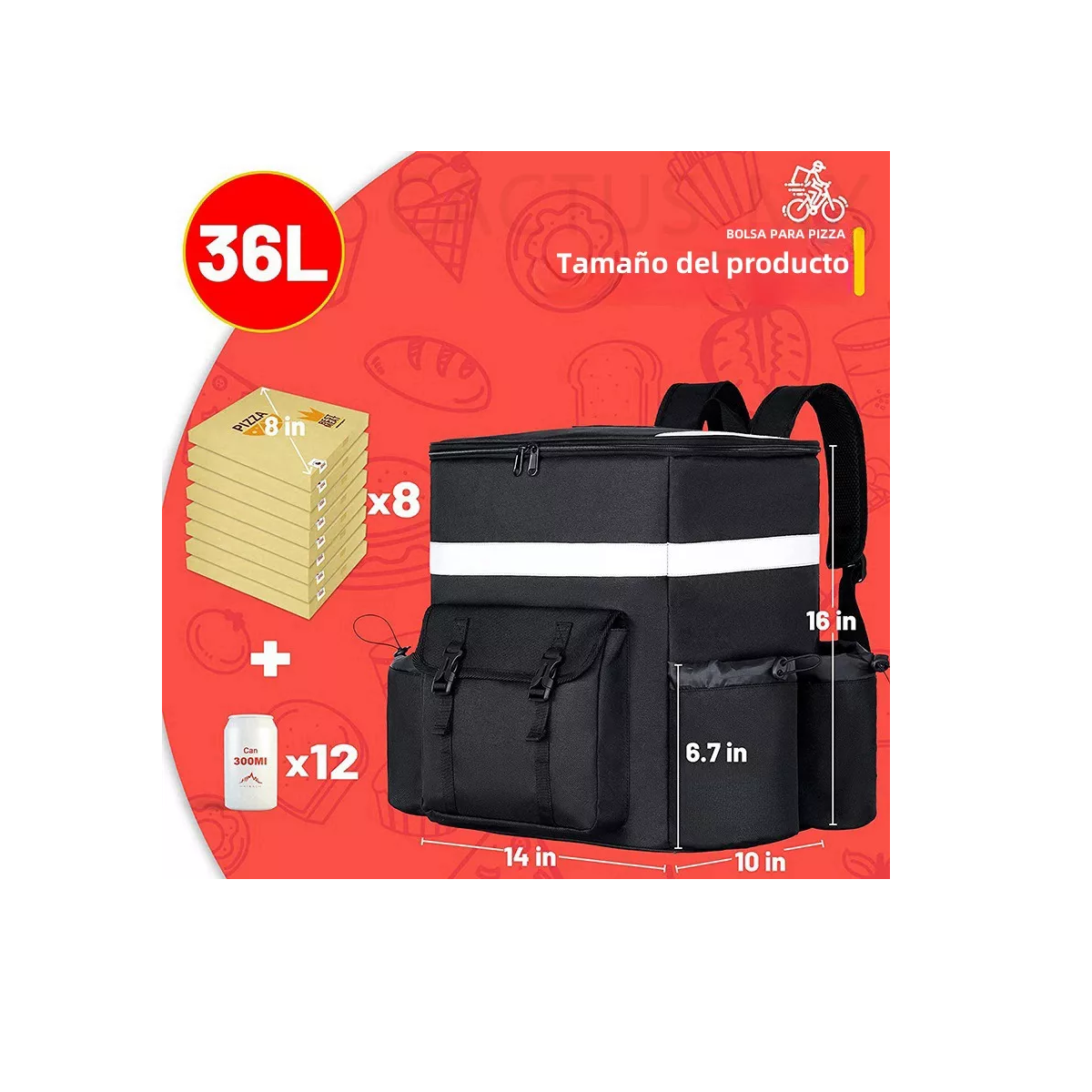 Foto 3 pulgar | Mochila Térmica Multifuncional Delivery Repartidor Con Divisores Eo Safe Imports Esi-14411 Negro