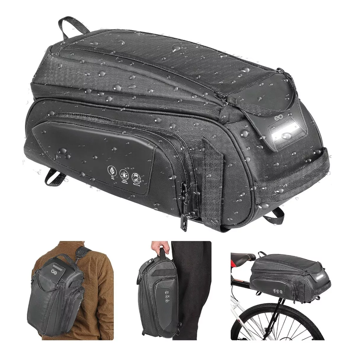 Foto 4 pulgar | Bolsa Para Asientos Traseros De Bicicleta Impermeable Eo Safe Imports Esi-8852 Negro
