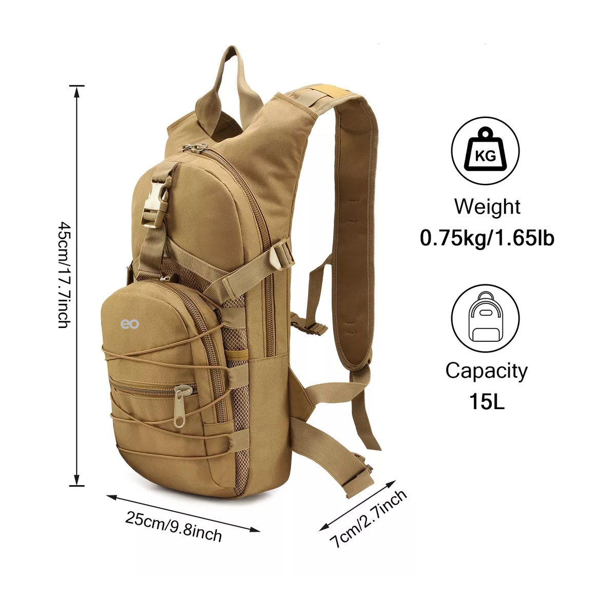 Foto 3 pulgar | Mochila Hidratación Táctica Ciclismo Bolsa De Agua 3l Estilo 2 Eo Safe Imports Esi-14418-1 Beige