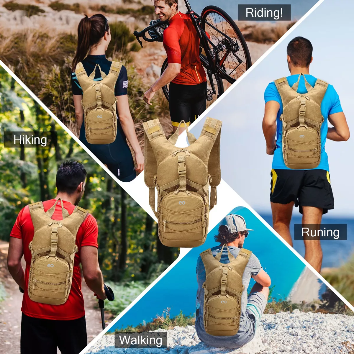 Foto 4 pulgar | Mochila Hidratación Táctica Ciclismo Bolsa De Agua 3l Estilo 2 Eo Safe Imports Esi-14418-1 Beige