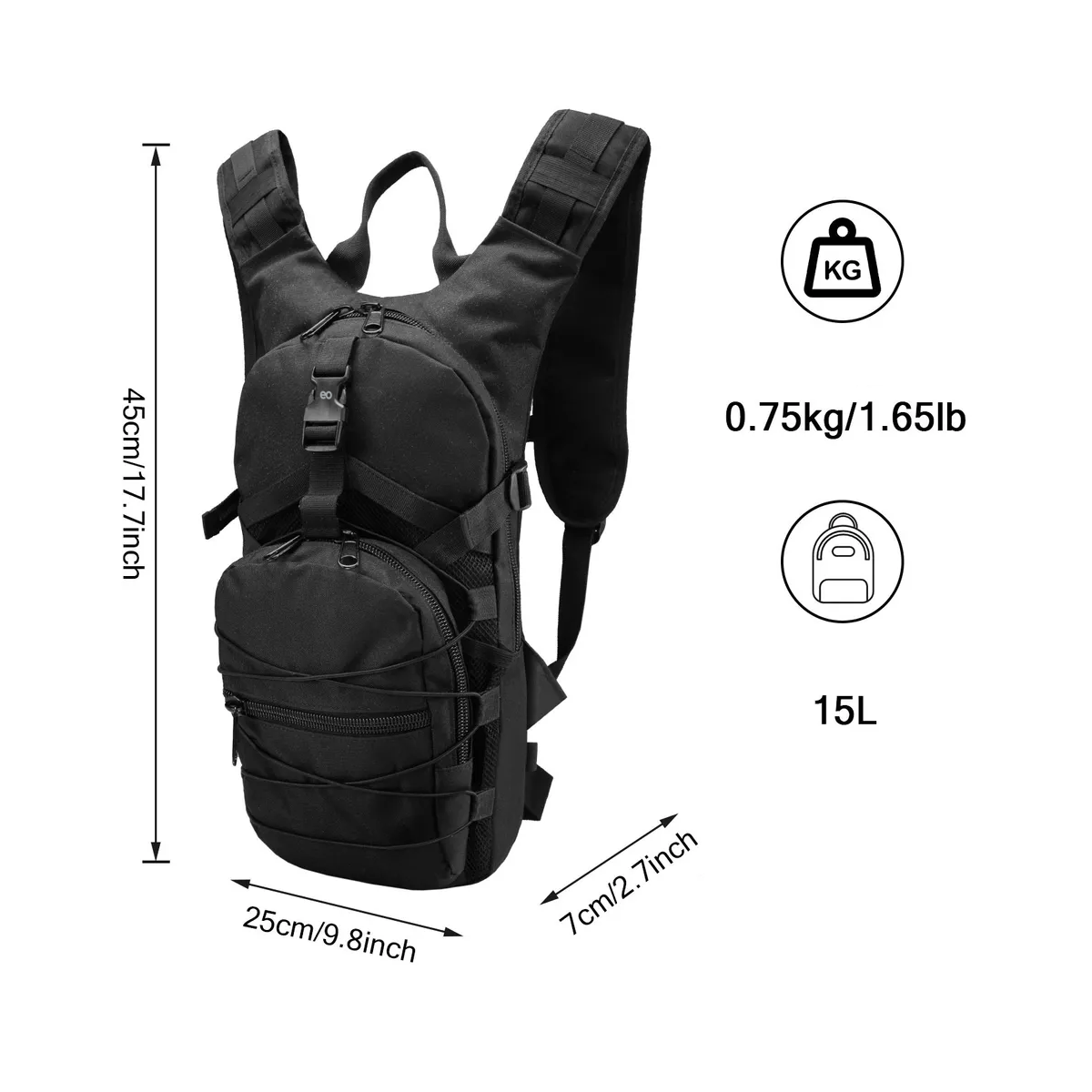 Foto 3 pulgar | Mochila Hidratación Táctica Ciclismo Bolsa De Agua 3l Estilo 1 Eo Safe Imports Esi-14417-1 Negro