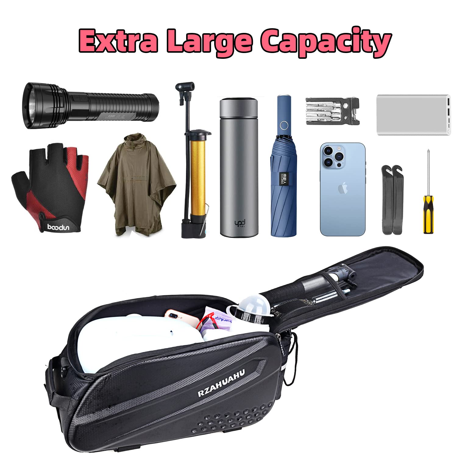 Foto 4 pulgar | Bolsa Trasera Para Bicicleta Rzahuahu 3 En 1, Ampliable, 18 L, Negra - Venta Internacional.
