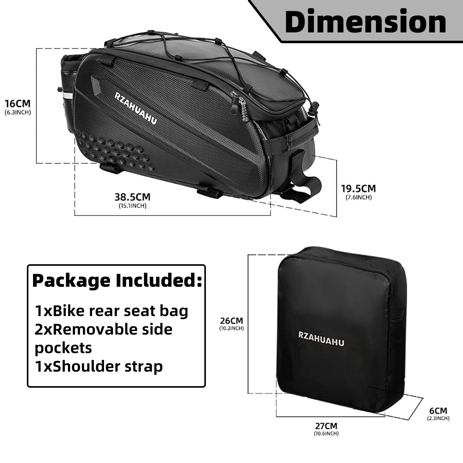 Foto 7 pulgar | Bolsa Trasera Para Bicicleta Rzahuahu 3 En 1, Ampliable, 18 L, Negra - Venta Internacional.