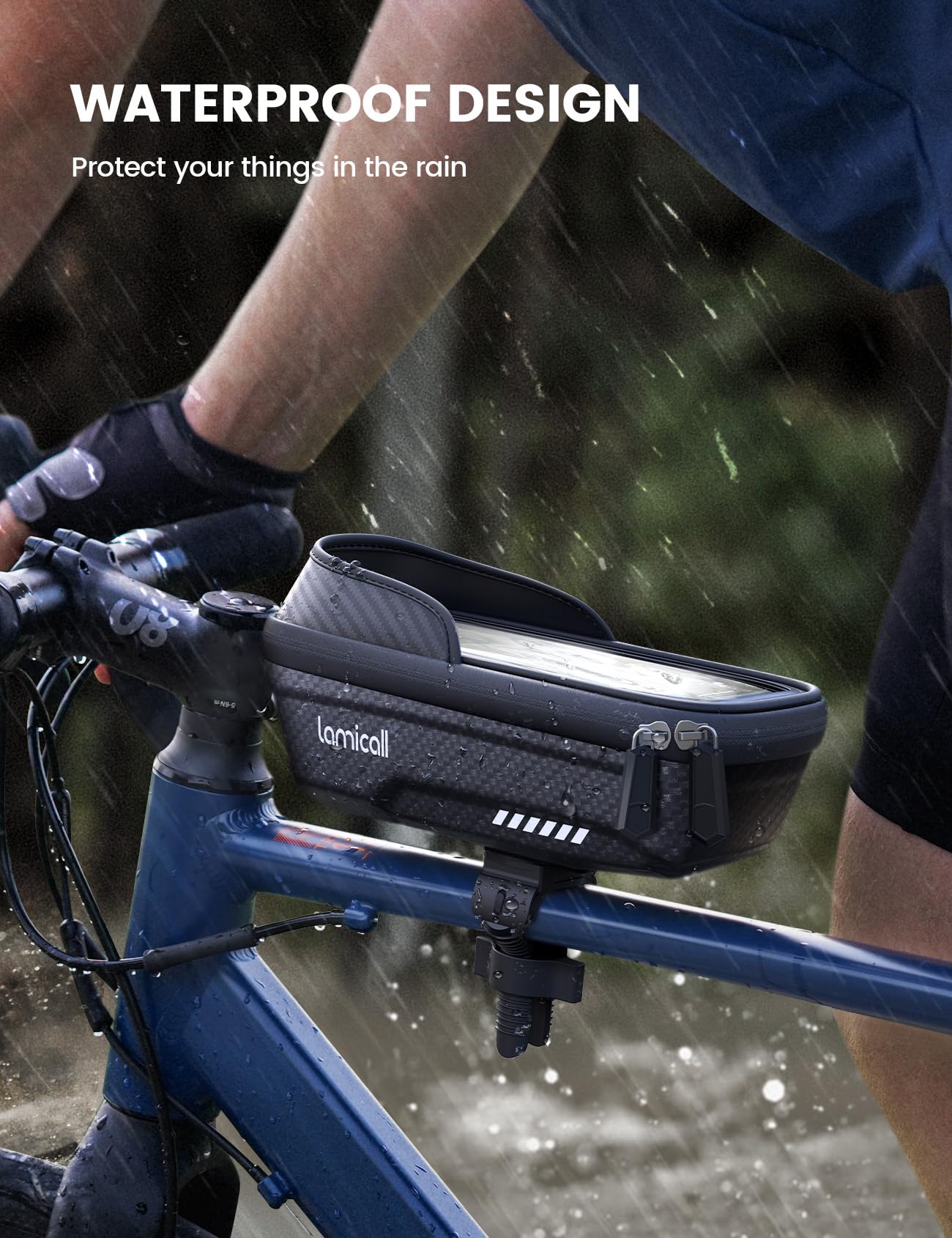 Foto 2 | Bolsa Impermeable Para Cuadro De Bicicleta Lamicall Con Soporte Para Teléfono De 1,3 L - Venta Internacional.