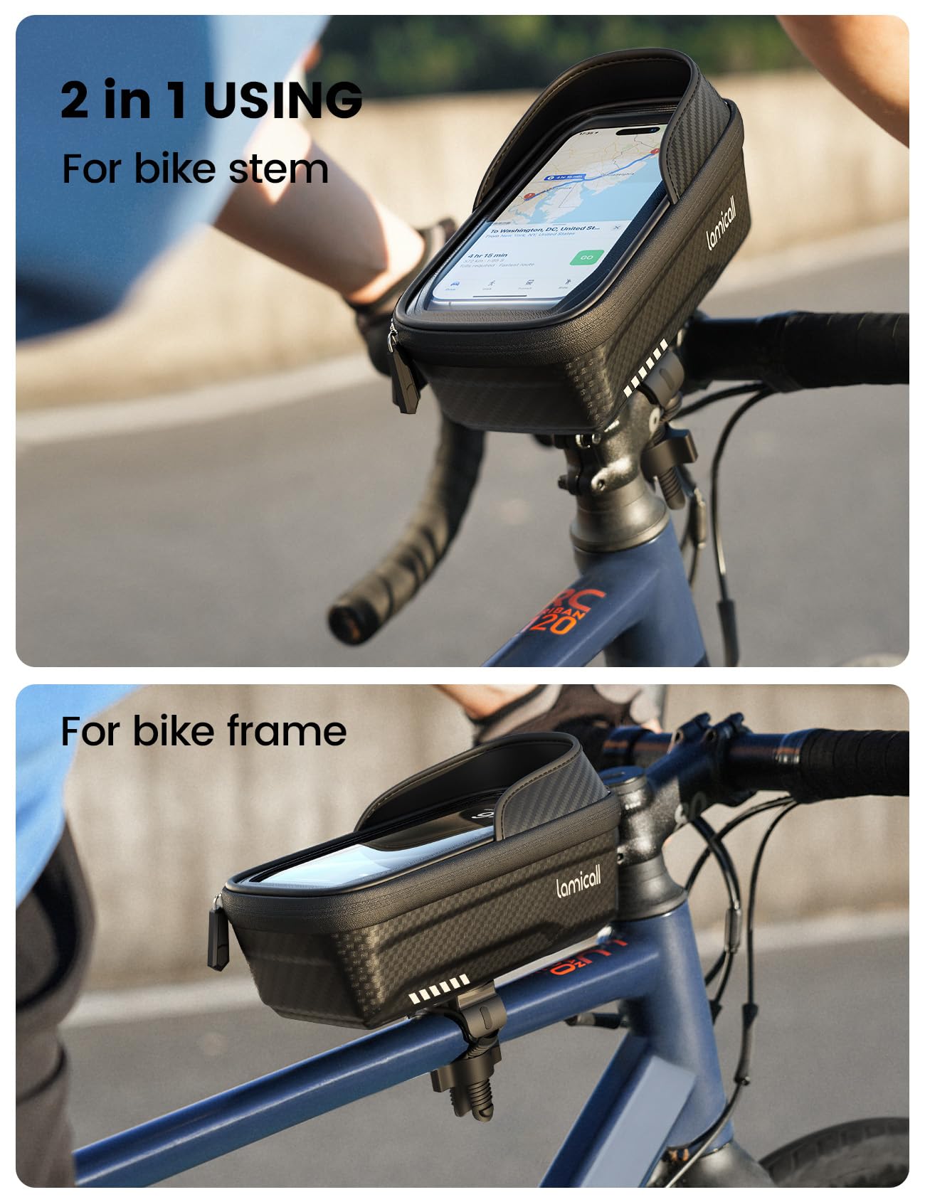 Foto 3 | Bolsa Impermeable Para Cuadro De Bicicleta Lamicall Con Soporte Para Teléfono De 1,3 L - Venta Internacional.