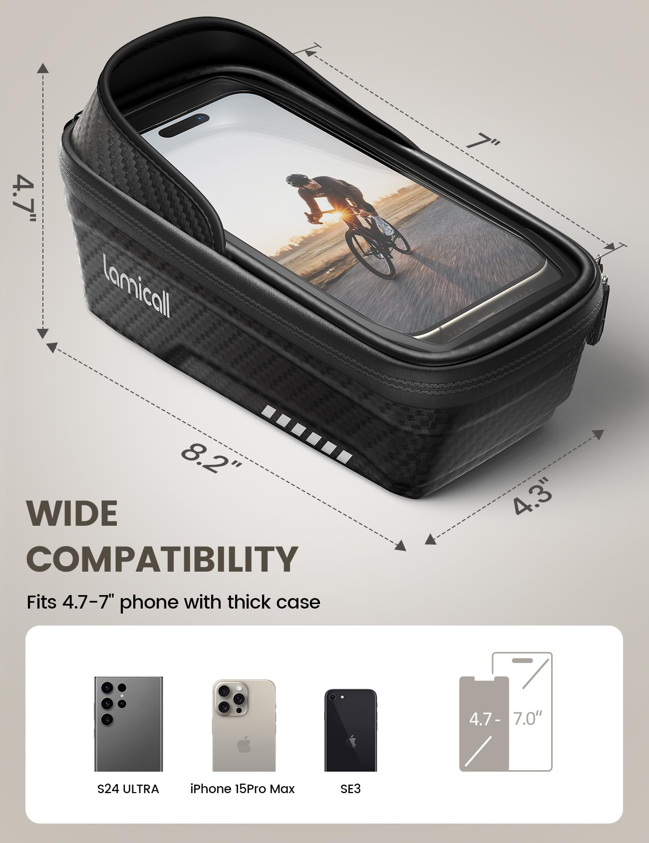 Foto 6 | Bolsa Impermeable Para Cuadro De Bicicleta Lamicall Con Soporte Para Teléfono De 1,3 L - Venta Internacional.