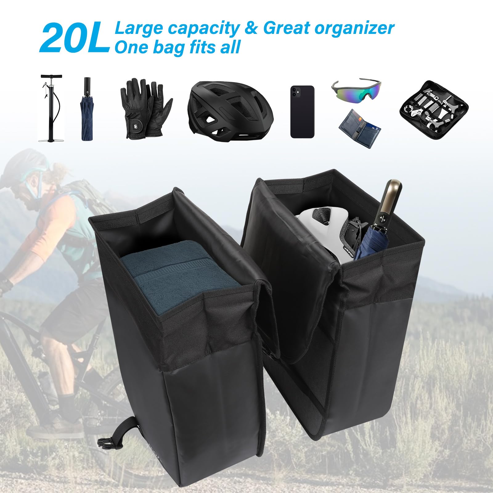 Foto 4 | Alforjas De Bicicleta Mosiso, 20 L, Impermeables, Paquete De 2 Unidades, Para Carretera Y Montaña - Venta Internacional