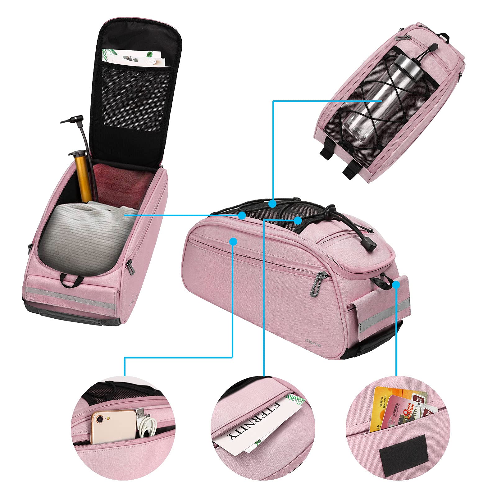 Foto 4 pulgar | Bolsa Portabicicletas Mosiso, Impermeable, 12 L, Color Rosa - Venta Internacional.