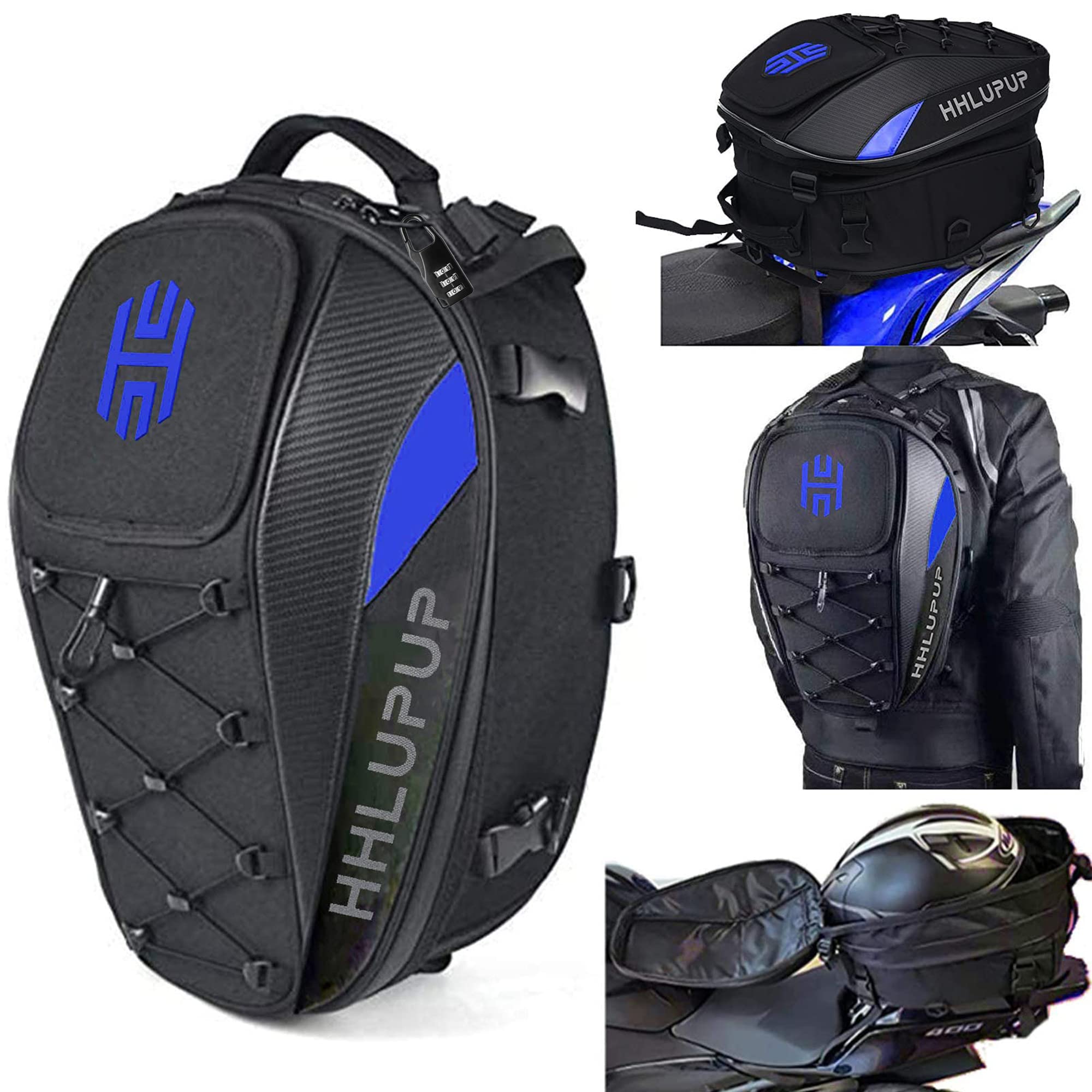 Foto 2 pulgar | Casco De Asiento Hhlupup Con Bolsa Trasera Para Motocicleta Con Cierre De Contraseña - Venta Internacional.