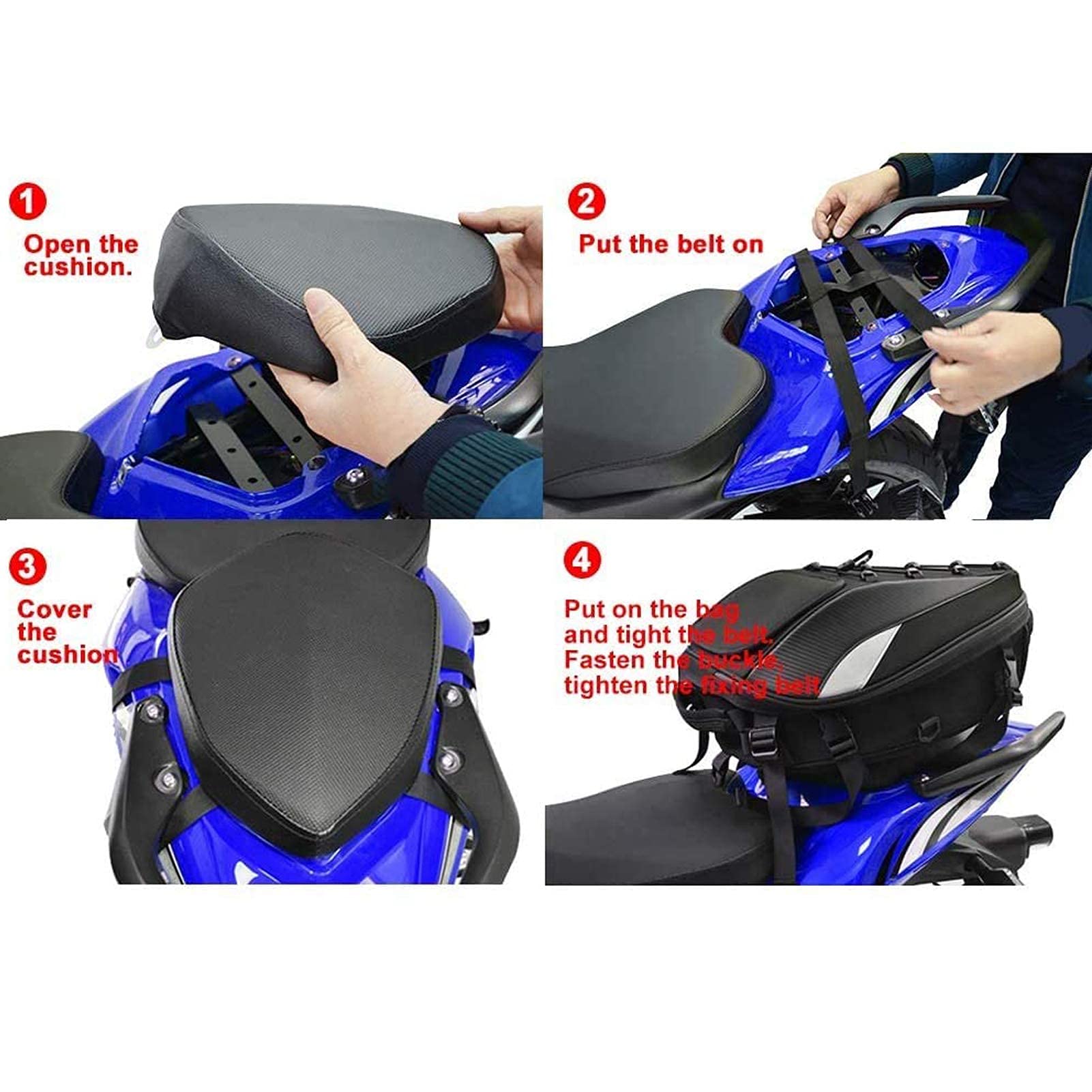 Foto 6 pulgar | Casco De Asiento Hhlupup Con Bolsa Trasera Para Motocicleta Con Cierre De Contraseña - Venta Internacional.