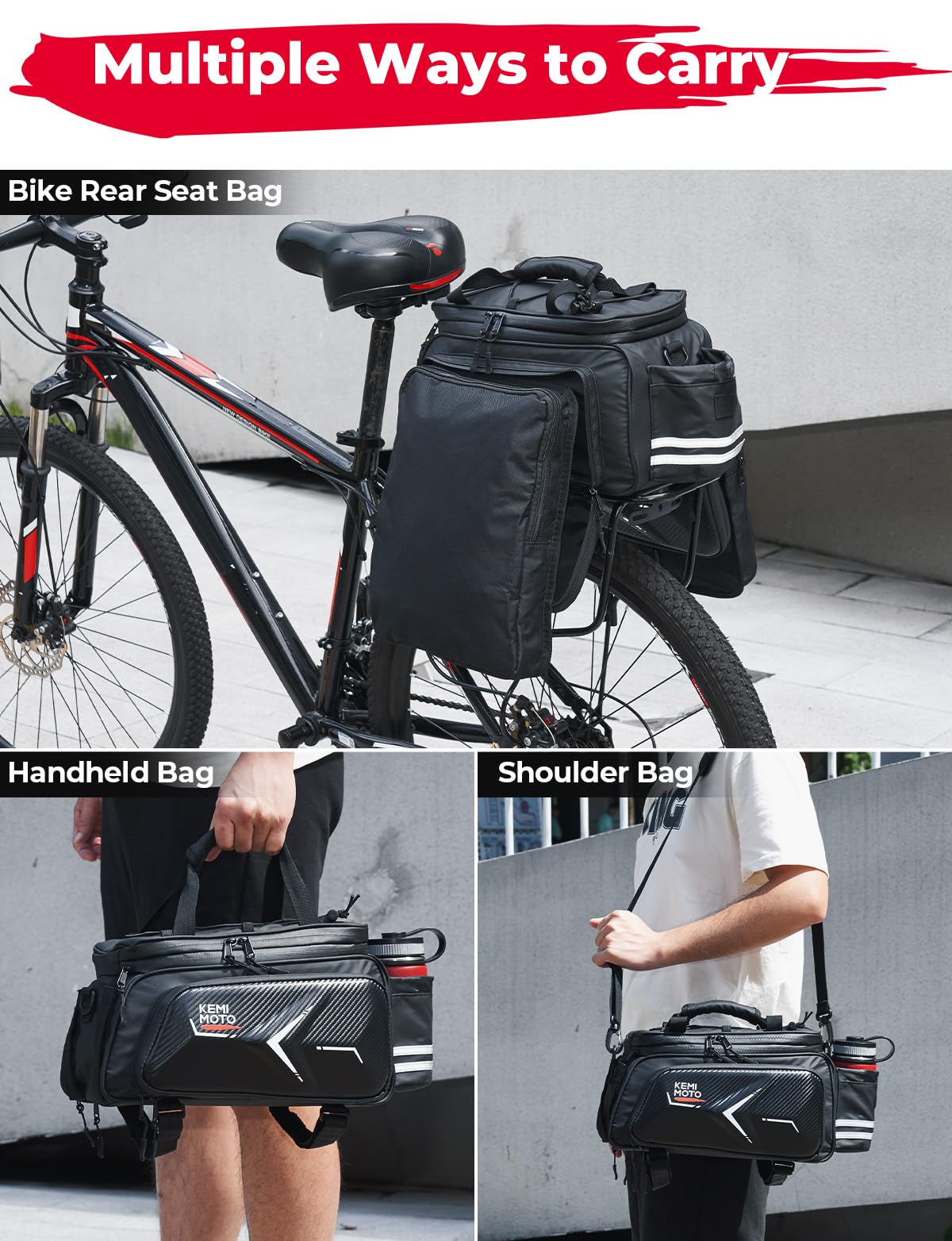 Foto 4 pulgar | Bolsa Trasera Para Bicicleta Kemimoto Hard Shell, 20 L, Resistente Al Agua - Venta Internacional.