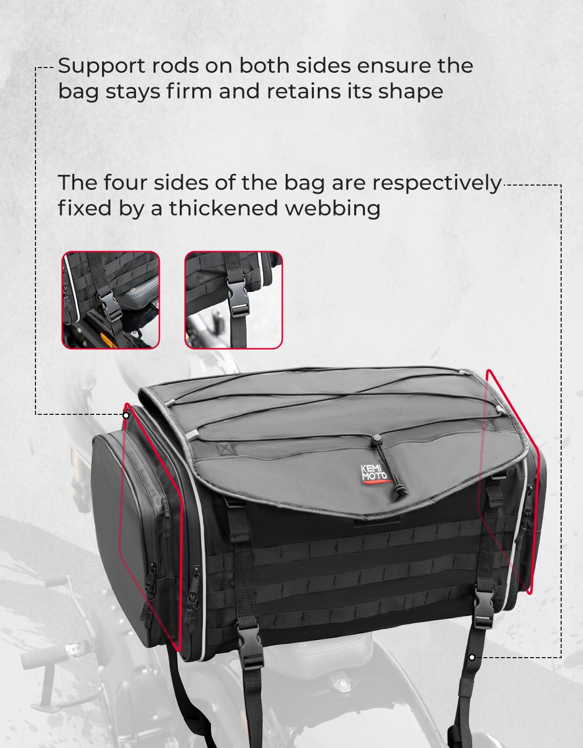 Foto 6 pulgar | Bolsa Trasera Para Motocicleta Kemimoto, 50 L, Impermeable Con Funda Para Lluvia - Venta Internacional.