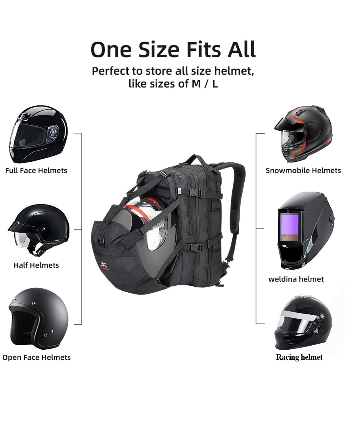 Foto 5 pulgar | Mochila Para Casco De Moto Kemimoto, Impermeable, 37 L - Venta Internacional.