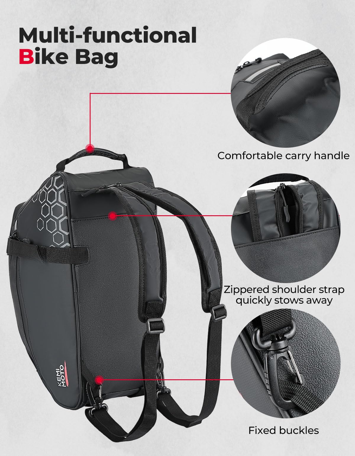 Foto 5 pulgar | Bolsa Trasera Para Bicicletas Kemimoto 13l Resistente Al Agua Para Bicicletas Eléctricas - Venta Internacional.
