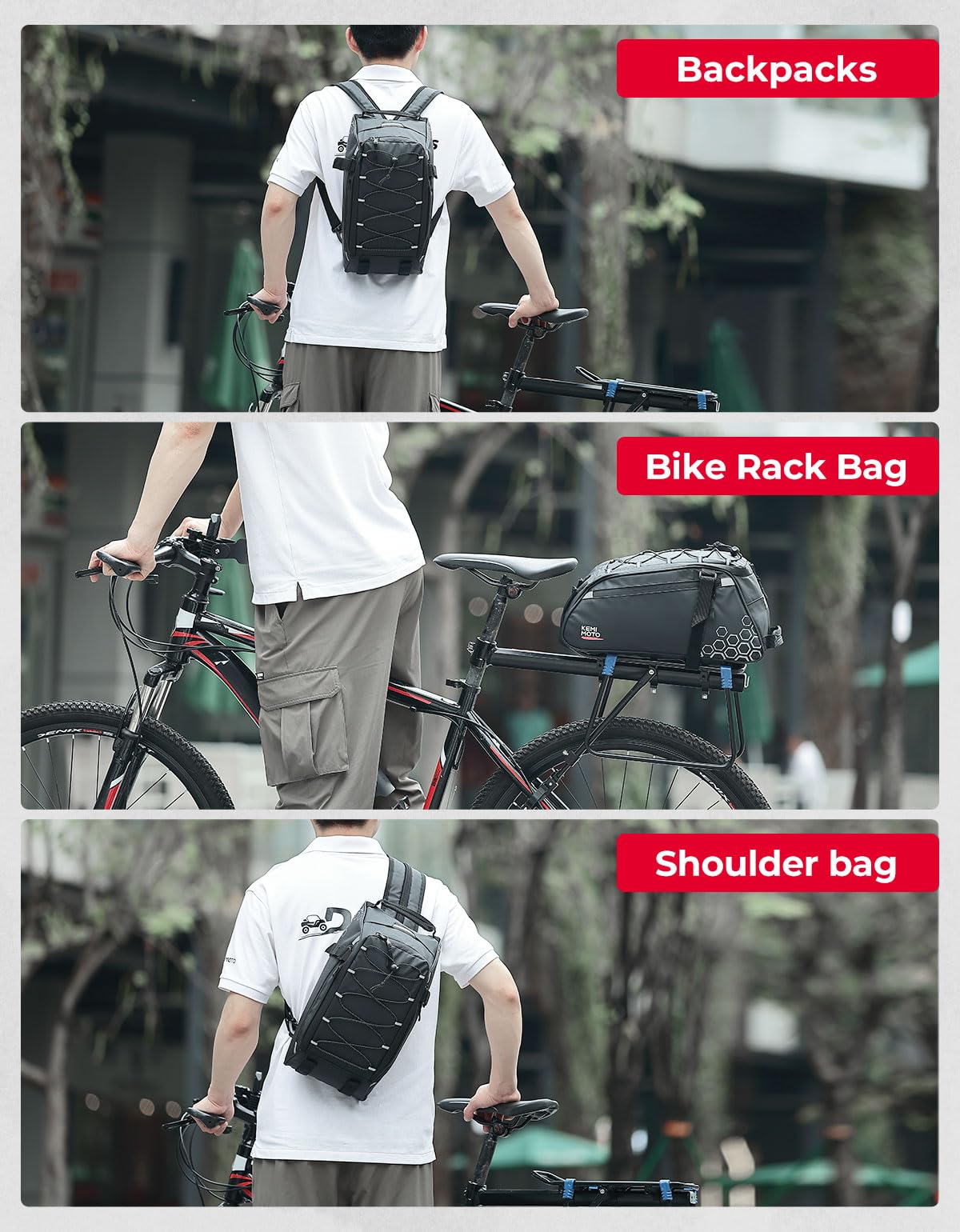 Foto 6 pulgar | Bolsa Trasera Para Bicicletas Kemimoto 13l Resistente Al Agua Para Bicicletas Eléctricas - Venta Internacional.