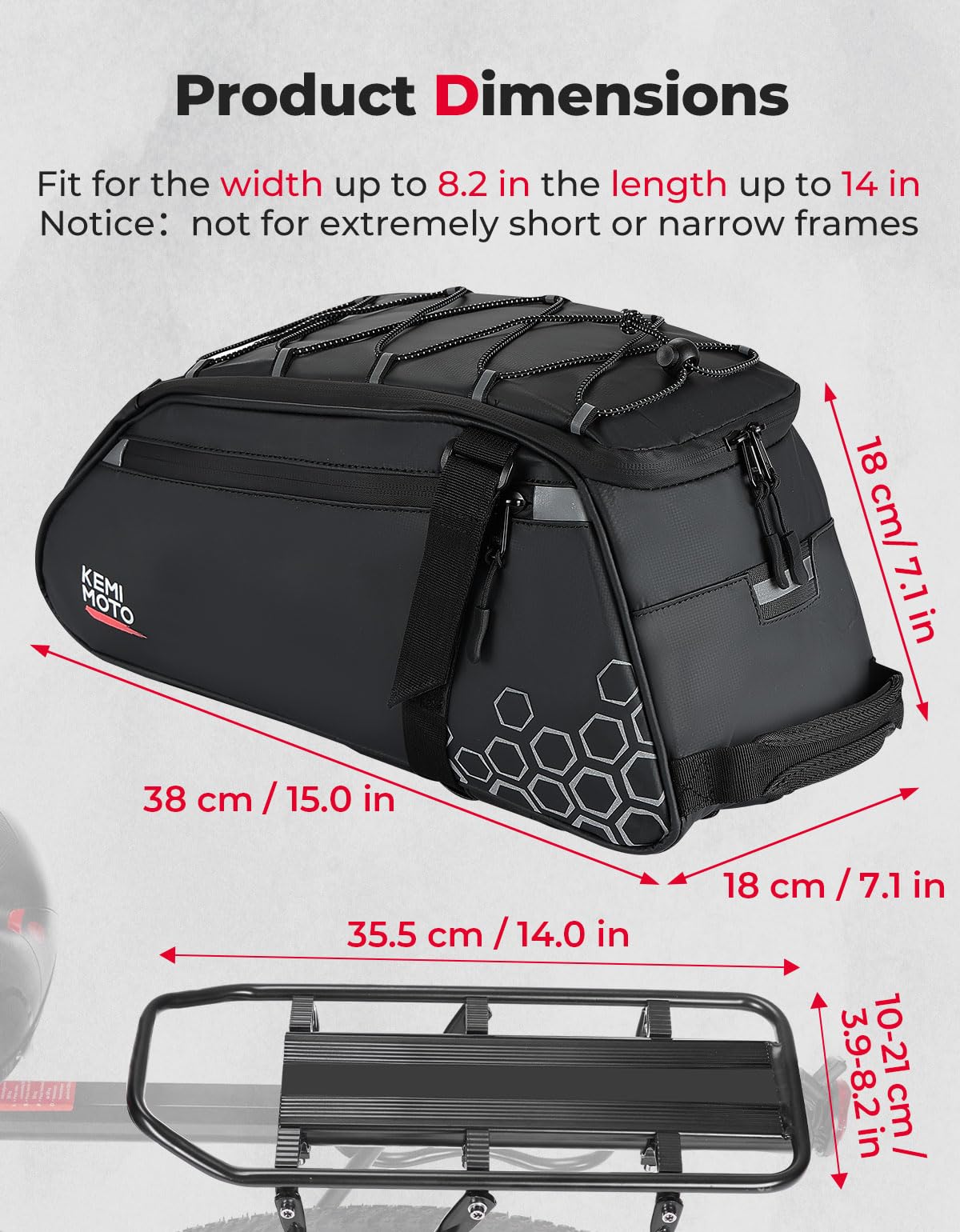 Foto 7 pulgar | Bolsa Trasera Para Bicicletas Kemimoto 13l Resistente Al Agua Para Bicicletas Eléctricas - Venta Internacional.