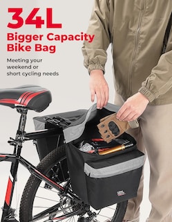 Foto 2 | Bolsa Para Bicicleta Kemimoto, Portaequipajes Traseros, 34 L, Resistentes Al Agua - Venta Internacional.