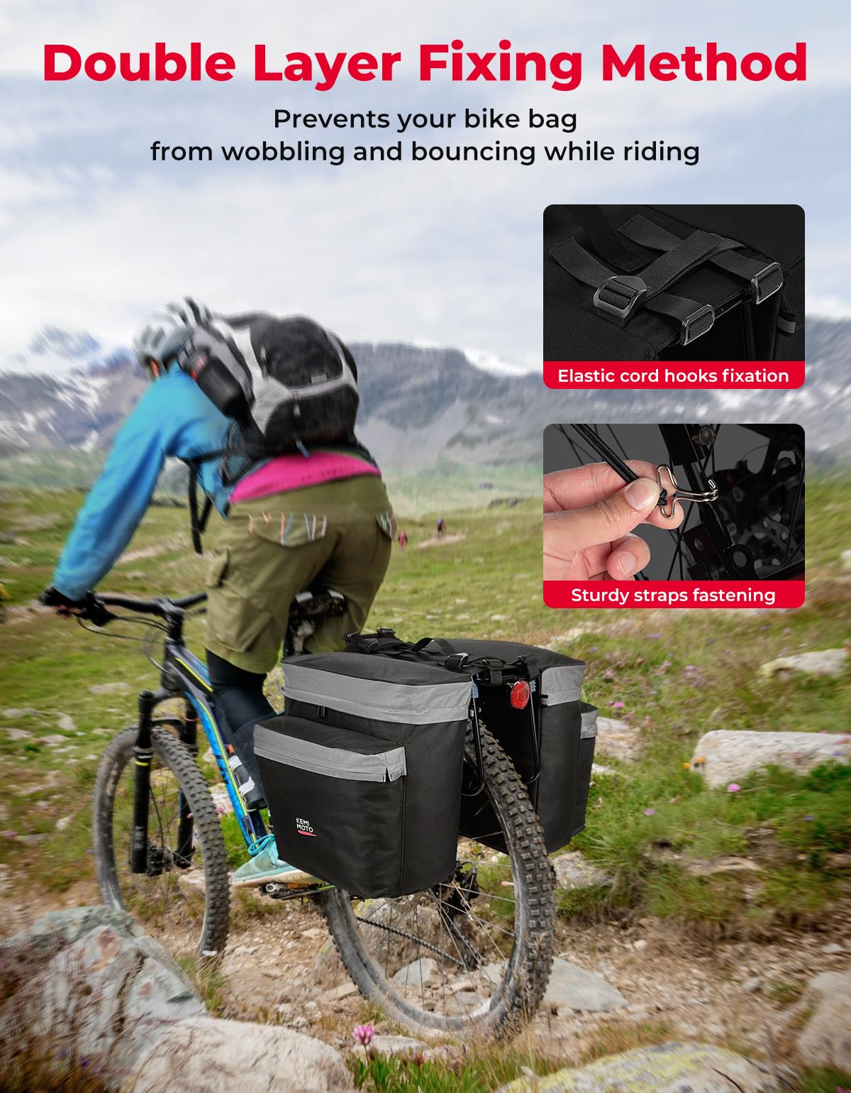 Foto 5 | Bolsa Para Bicicleta Kemimoto, Portaequipajes Traseros, 34 L, Resistentes Al Agua - Venta Internacional.