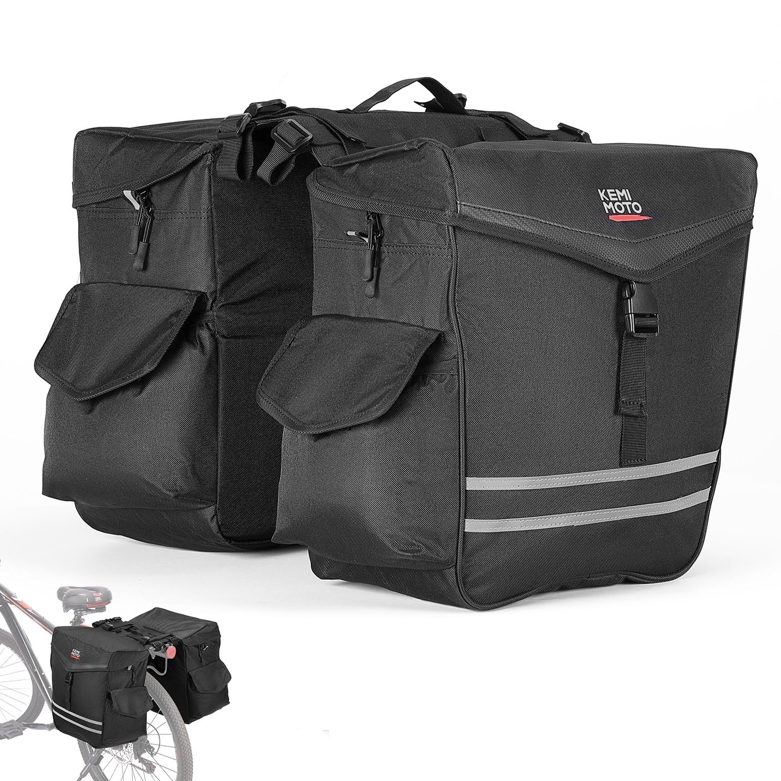 Foto 2 pulgar | Alforjas Para Bicicleta Kemimoto, 40 L, Para Portaequipajes Trasero, Impermeable, Color Negro - Venta Internacional.