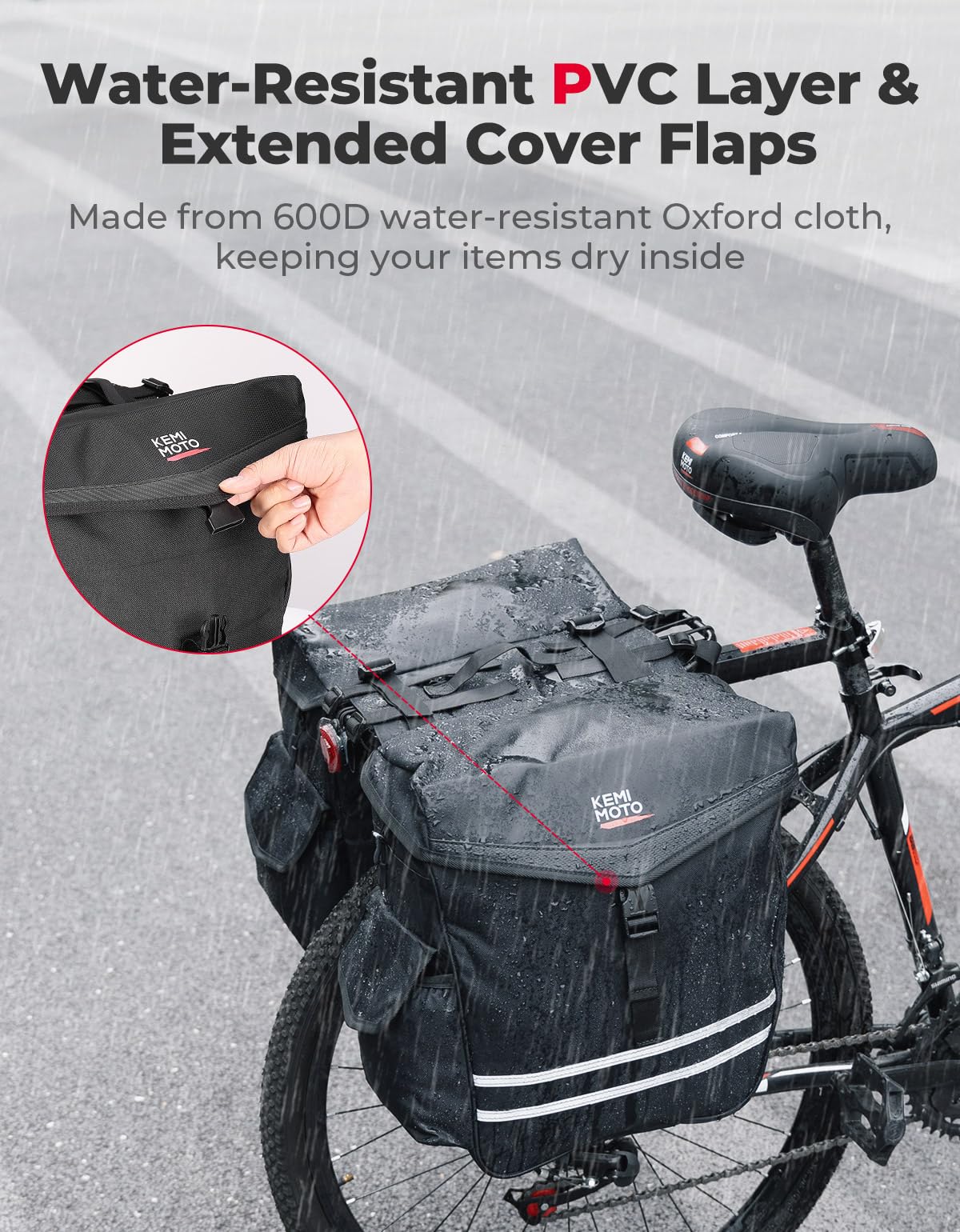 Foto 4 pulgar | Alforjas Para Bicicleta Kemimoto, 40 L, Para Portaequipajes Trasero, Impermeable, Color Negro - Venta Internacional.