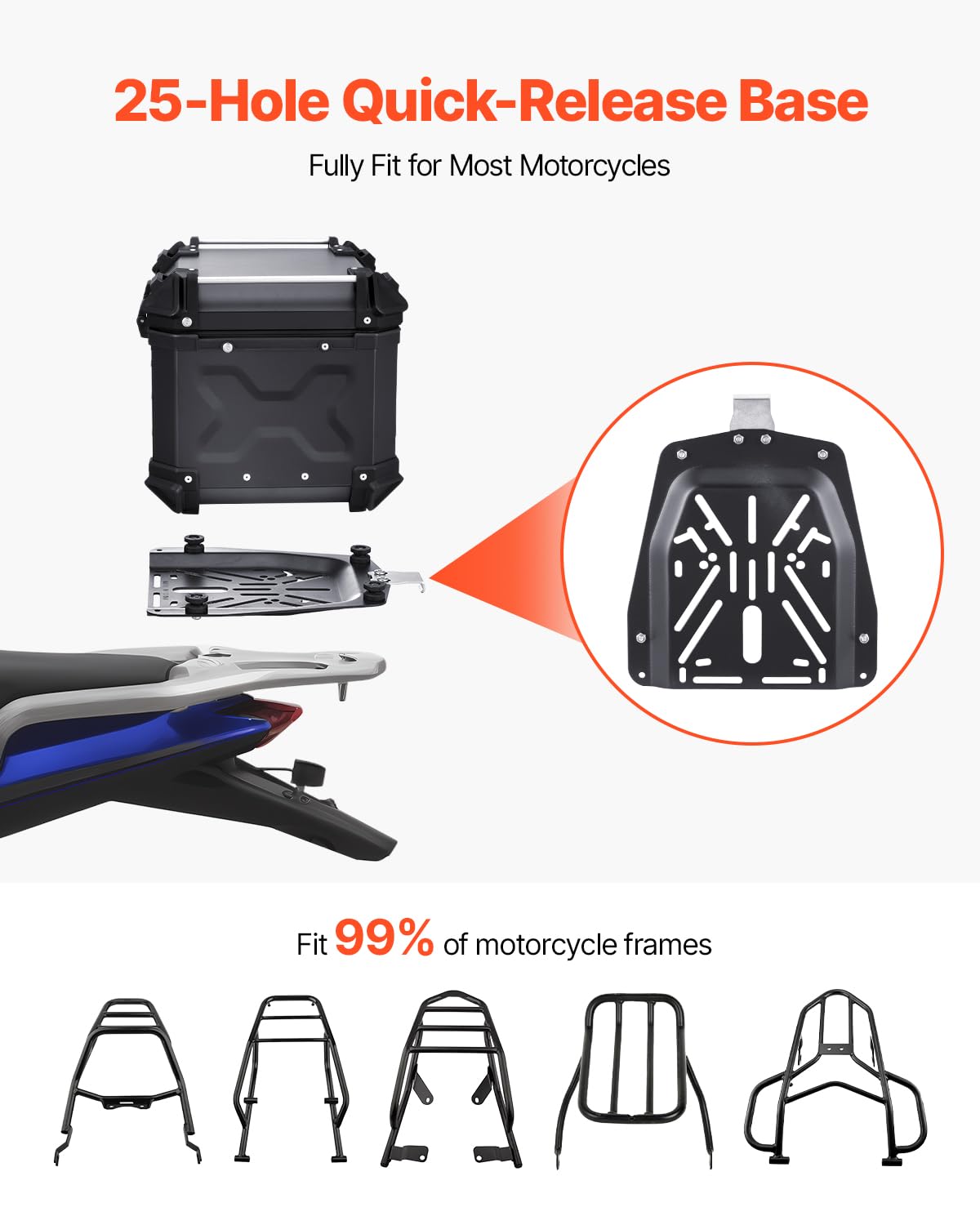 Foto 6 pulgar | Maleta Superior Para Motocicleta Vevor 45l De Aleación De Aluminio Impermeable - Venta Internacional.