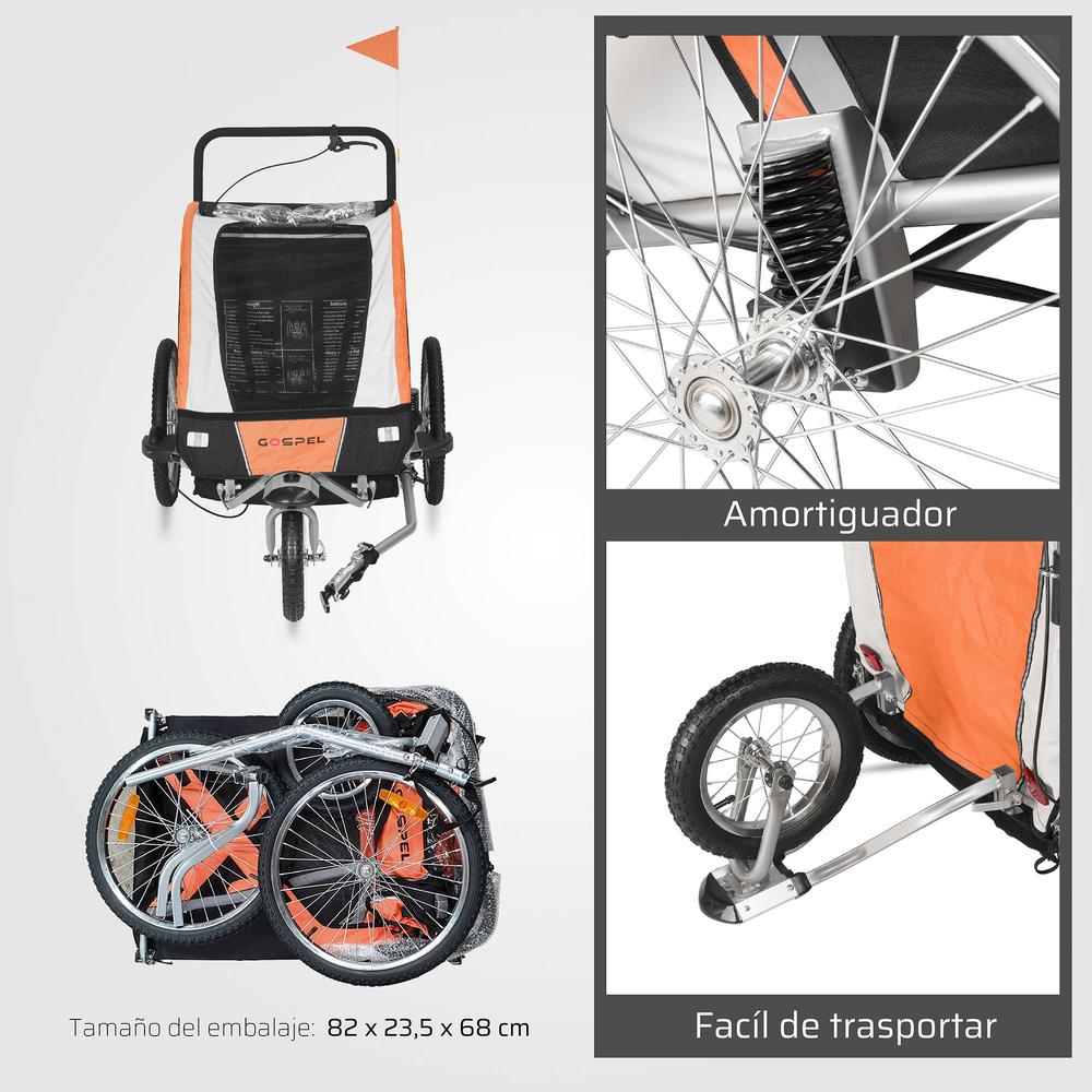 Foto 6 | Remolque para Bicicleta Gospel Tr 20in con Soporte para 2 Niños 40 kg