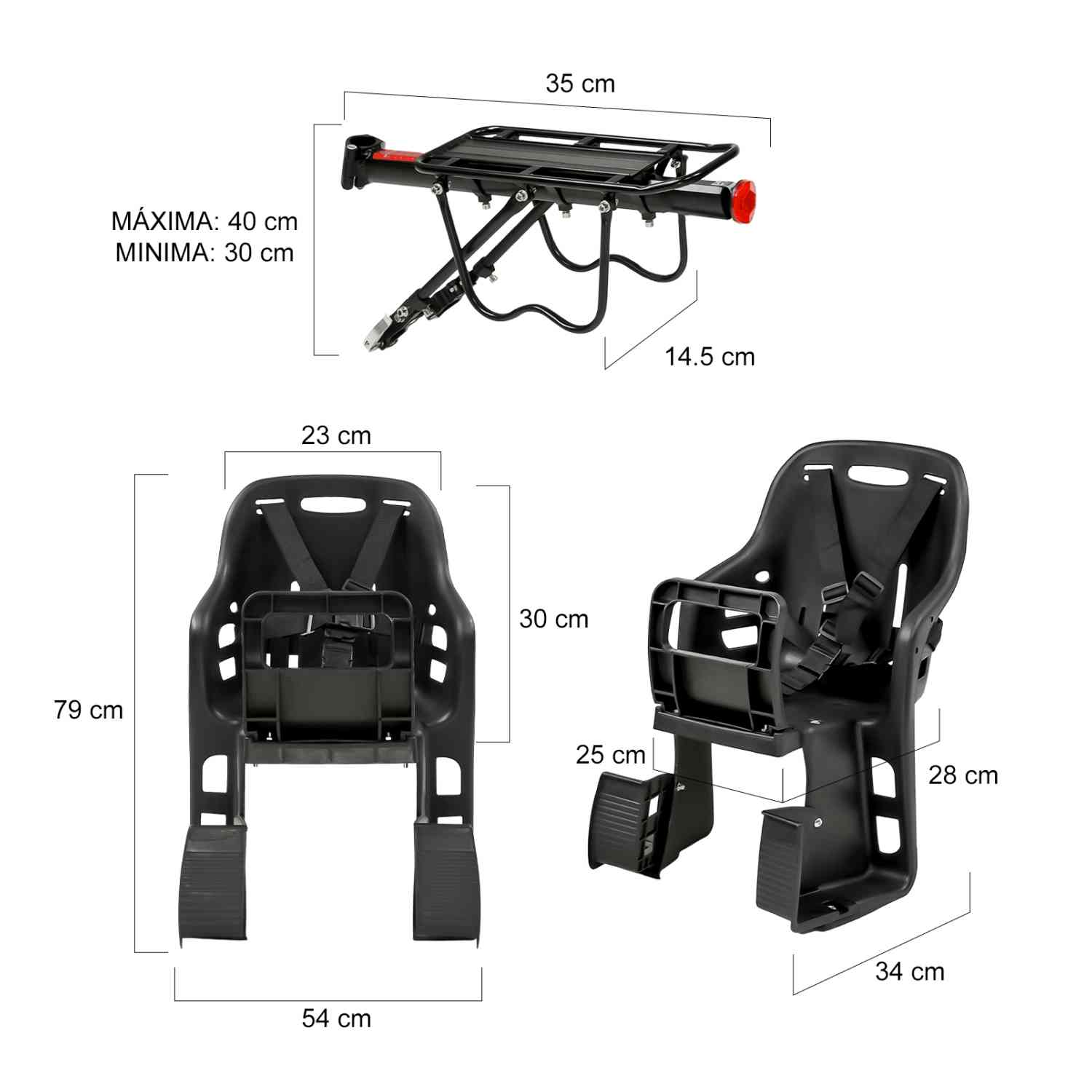 Foto 4 pulgar | Asiento Trasero Infantil para Bicicleta Little Monkey color Negro Universal