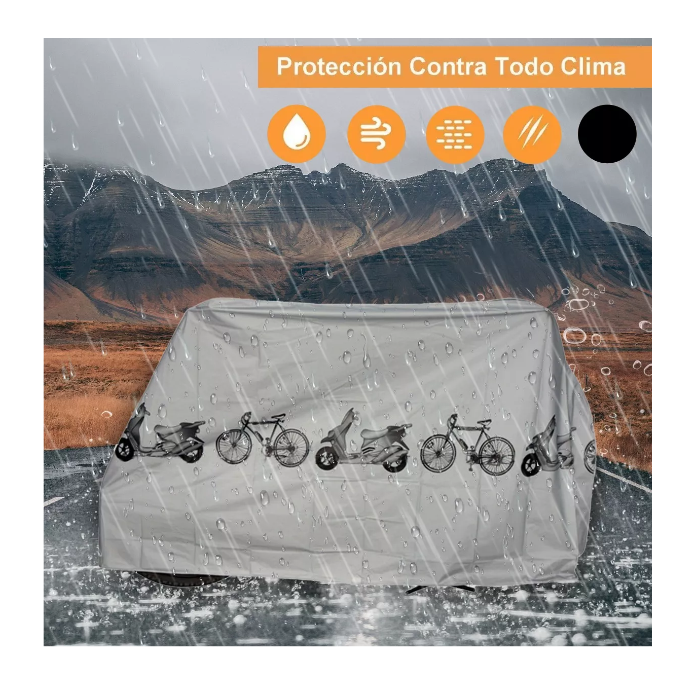 Foto 5 pulgar | Funda De Protección Solar Para Motocicletas A Prueba De Agua, Color Gris