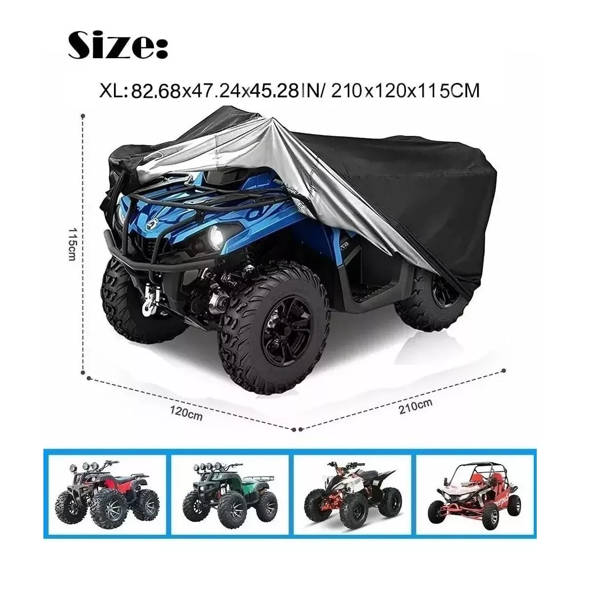 Foto 2 | Funda Lona Cuatrimoto Atv Motocicleta Bicicleta Impermeable Eo Safe Imports Esi-13758 Negro