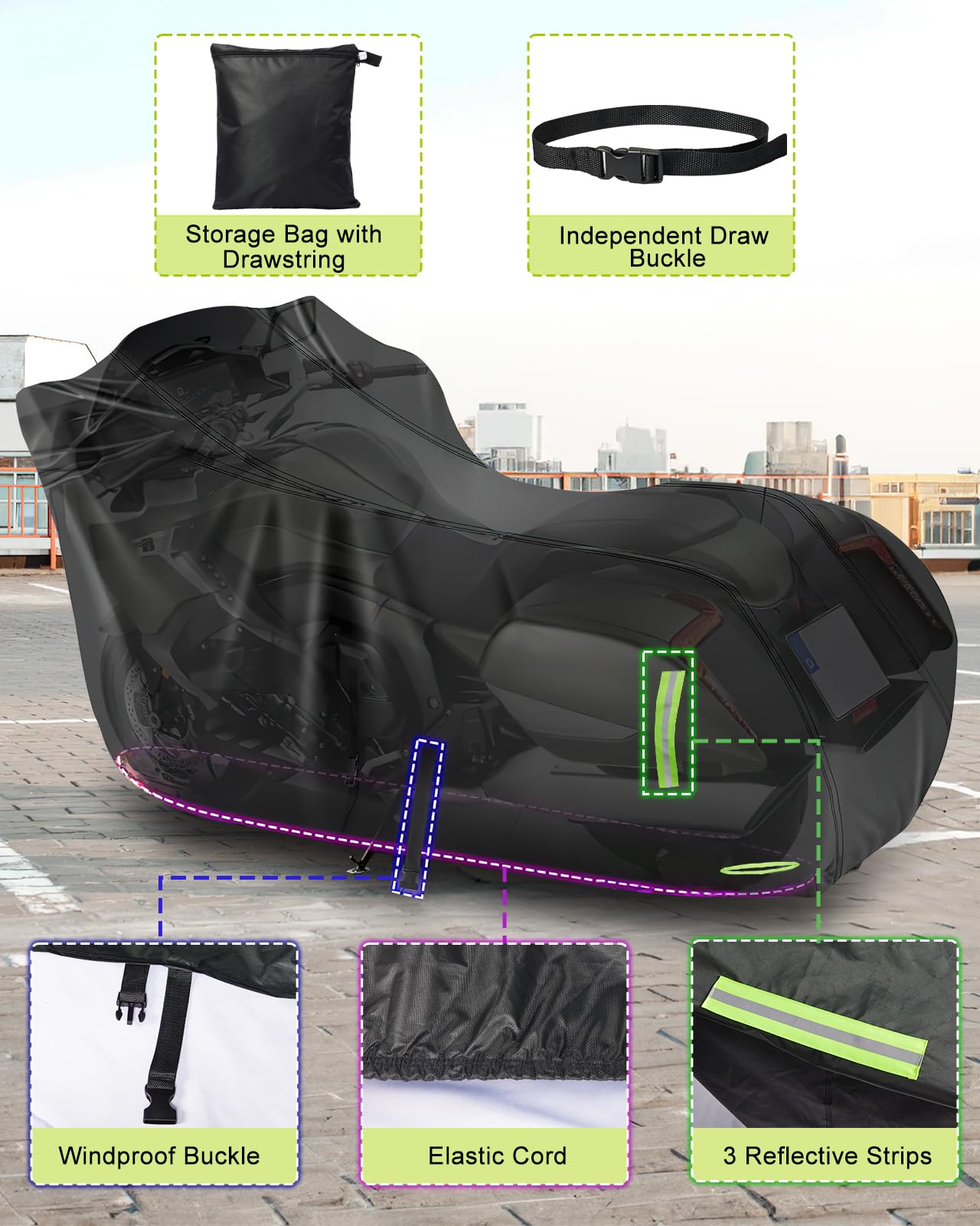 Foto 8 pulgar | Funda Para Moto Zacro 420d, Resistente Al Agua, 96 Cm - Venta Internacional.
