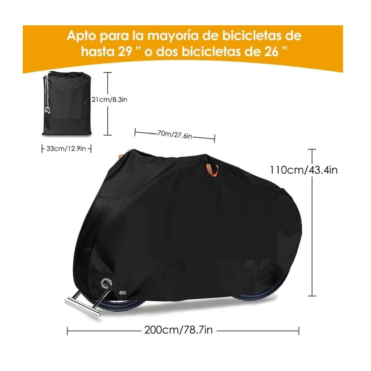 Foto 4 pulgar | Cubierta Impermeable Para Bicicleta Eo Safe Imports Esi-3170-1 Negro